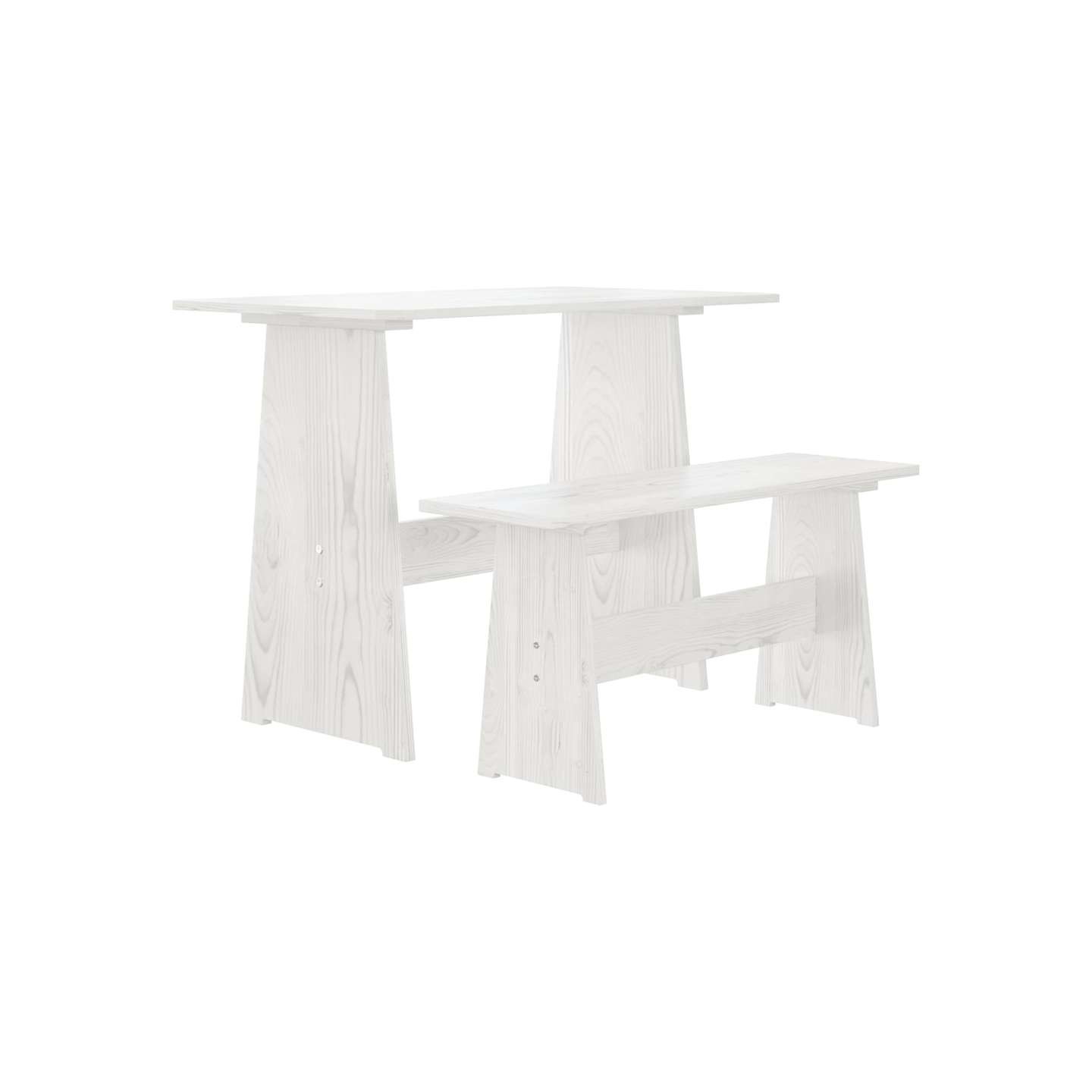 Table à manger avec banc REINE blanc bois de pin solide