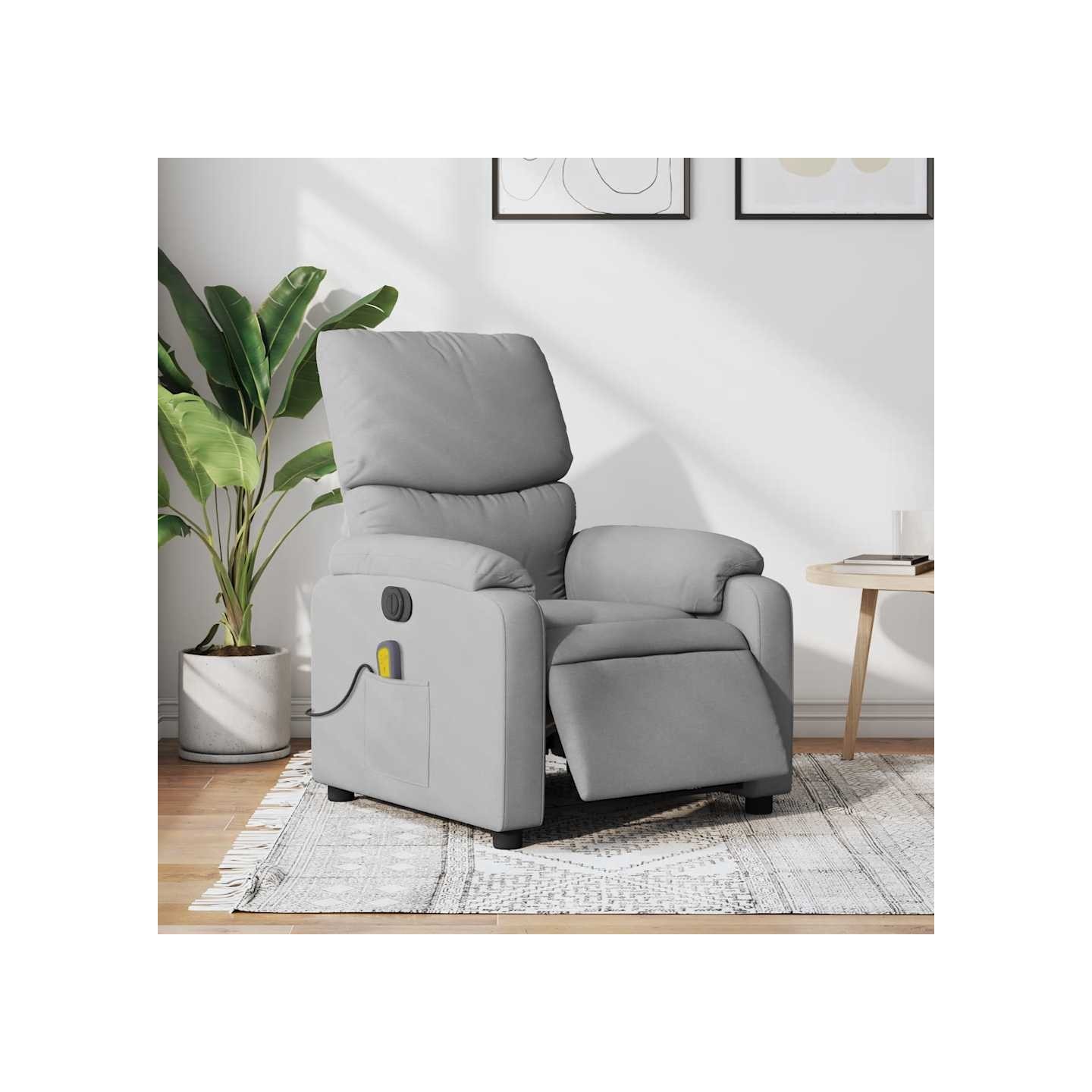 Fauteuil de massage inclinable électrique gris clair tissu