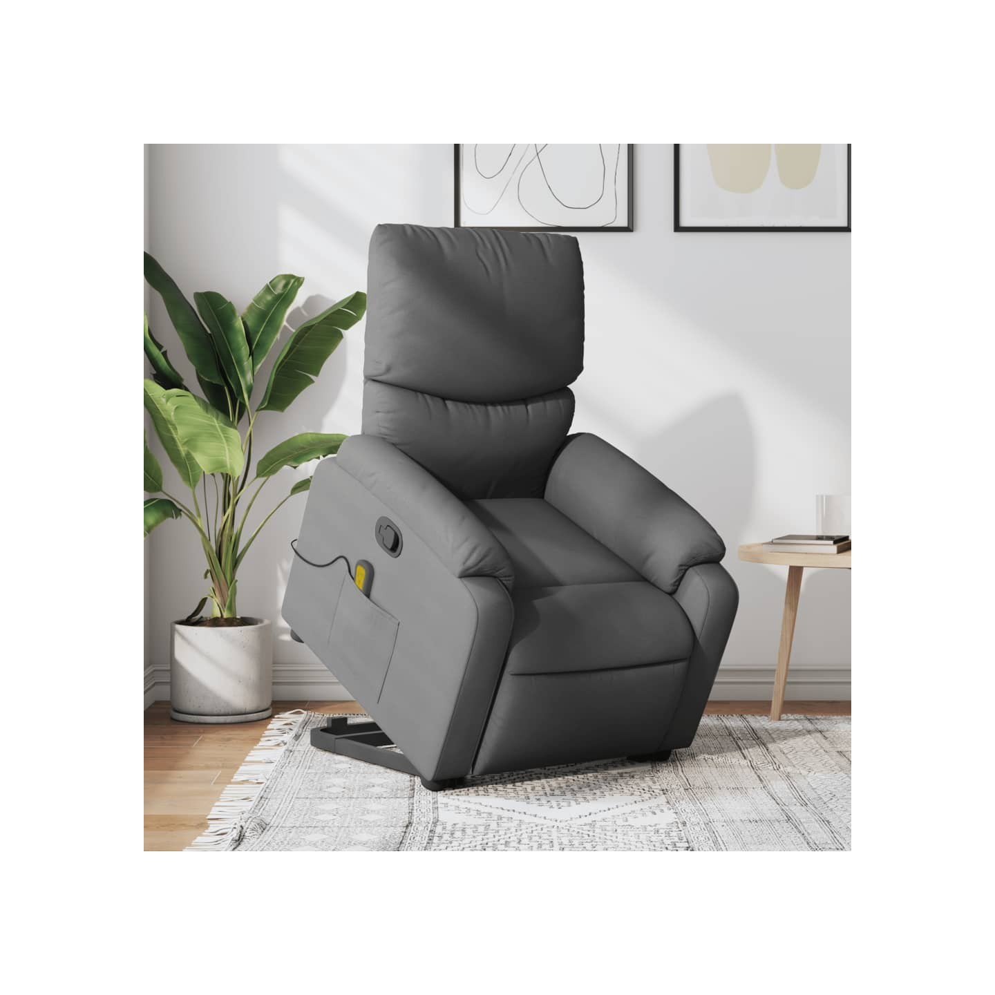 Fauteuil de massage inclinable Gris foncé Tissu