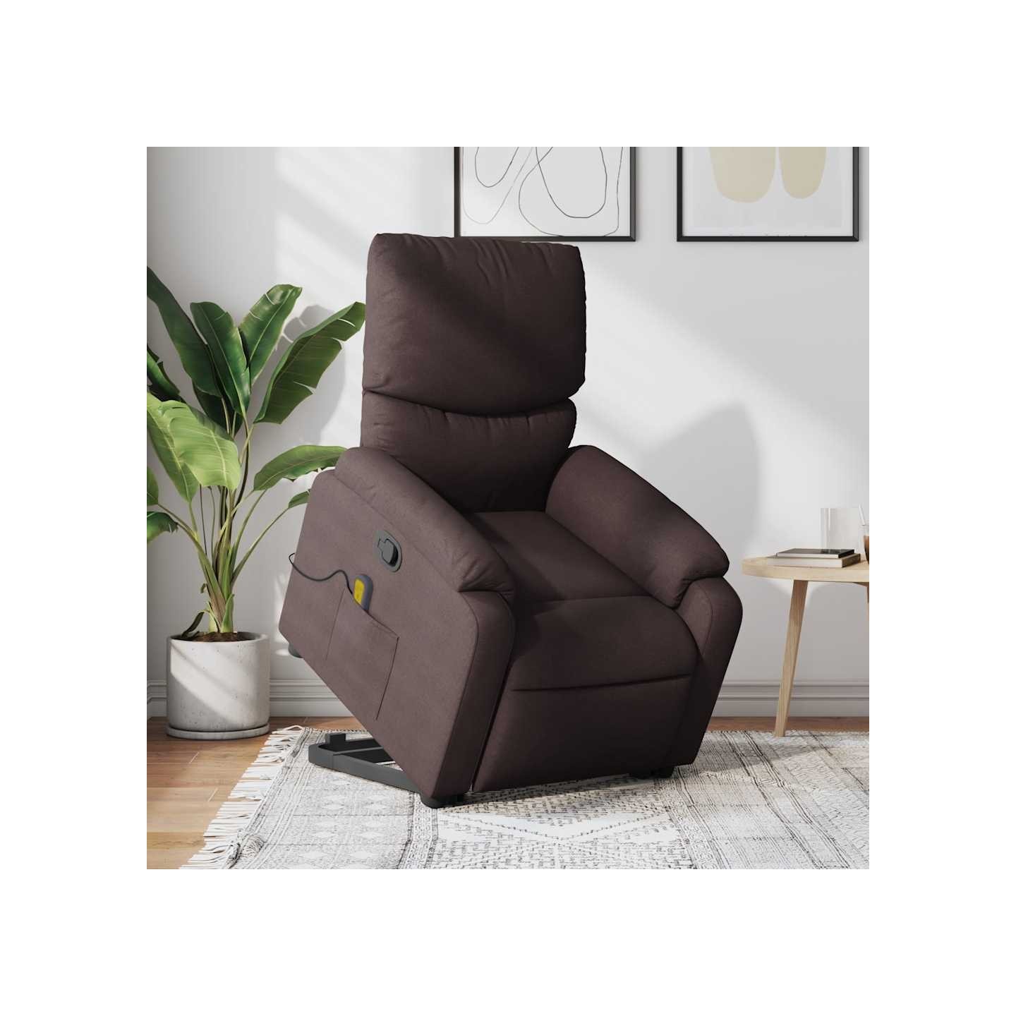 Fauteuil inclinable de massage Marron foncé Tissu