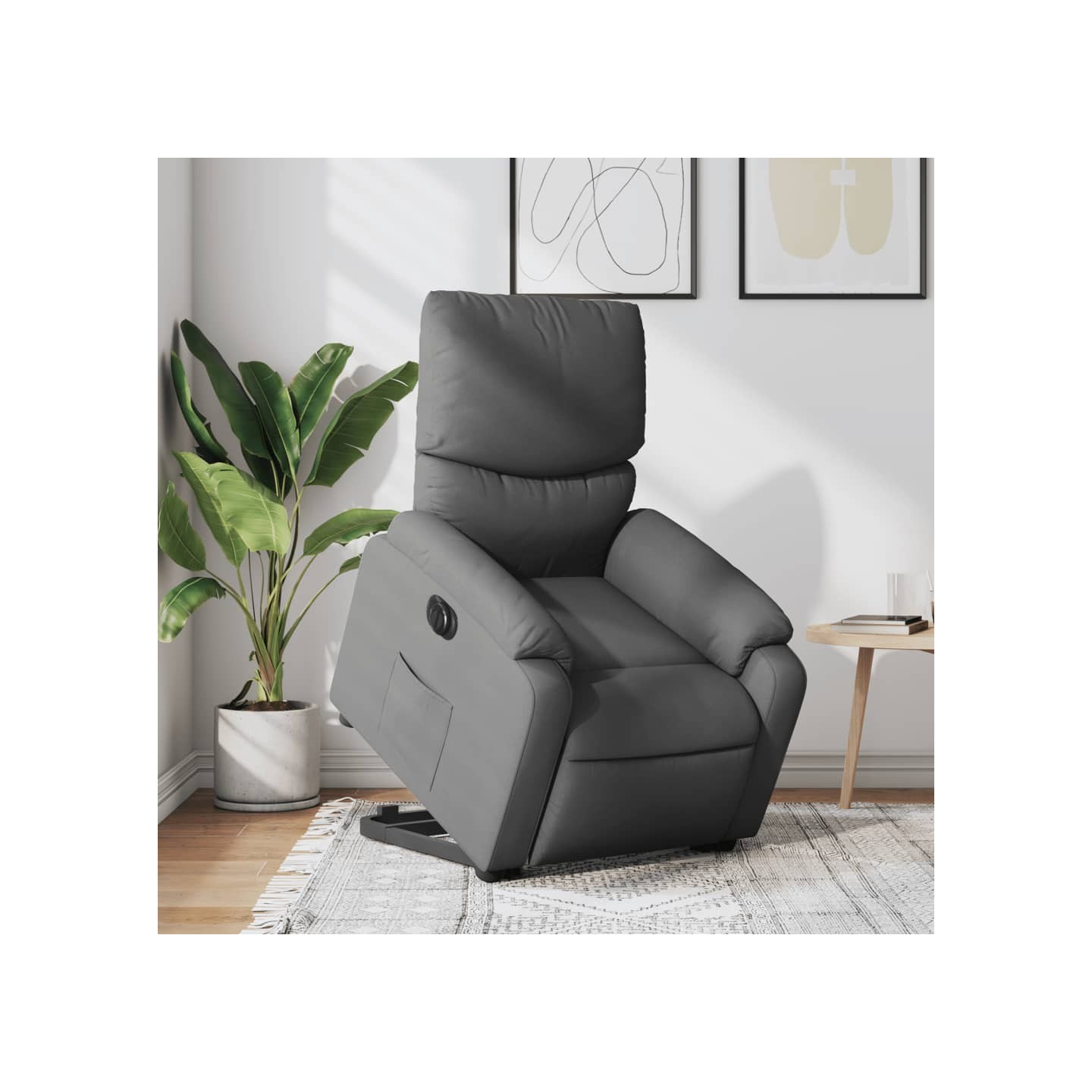 Fauteuil inclinable électrique gris foncé tissu