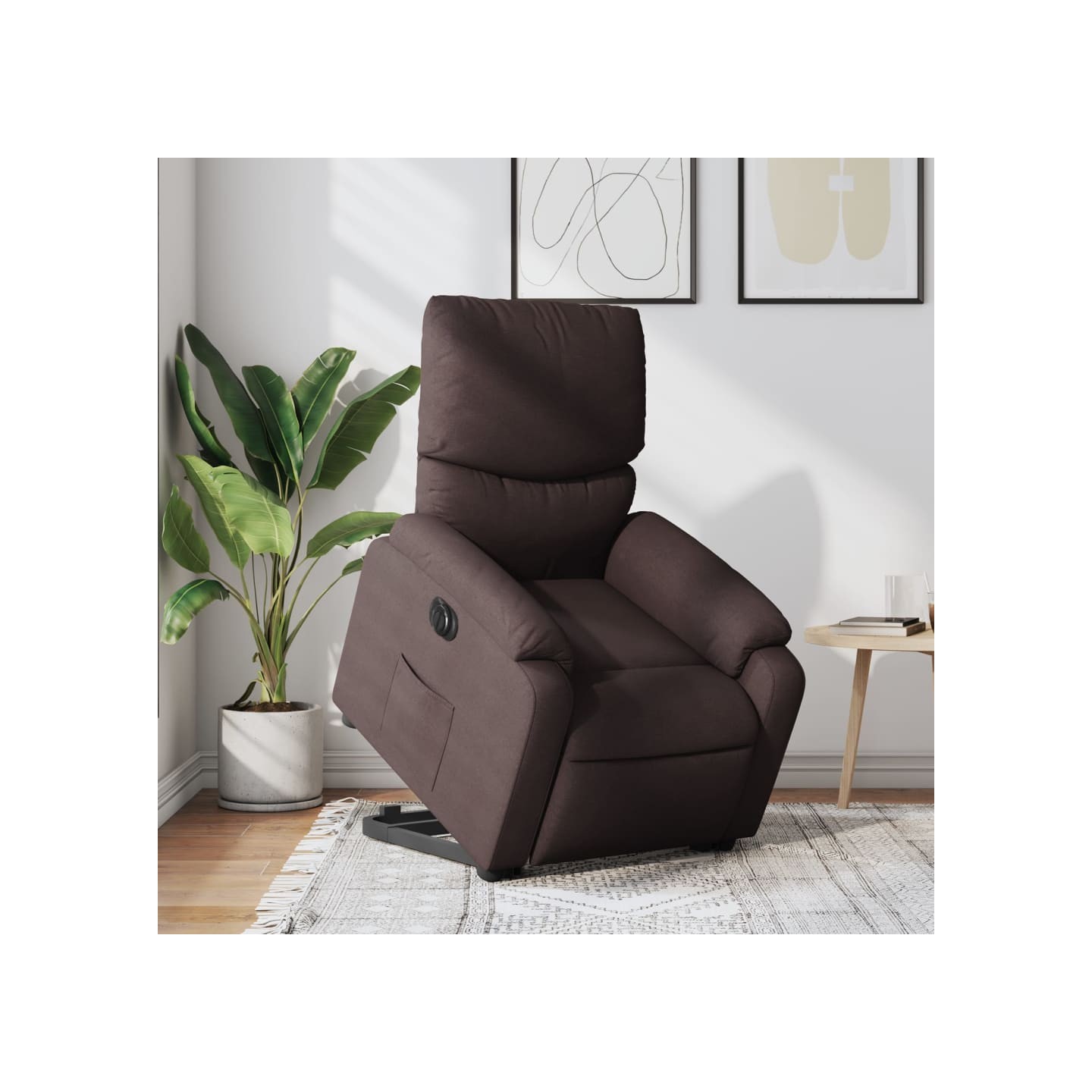Fauteuil inclinable électrique marron foncé tissu