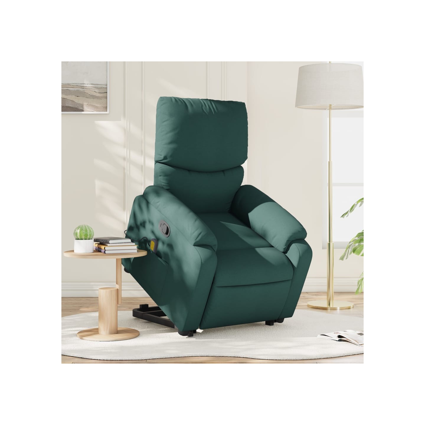 Fauteuil inclinable de massage Vert foncé Tissu