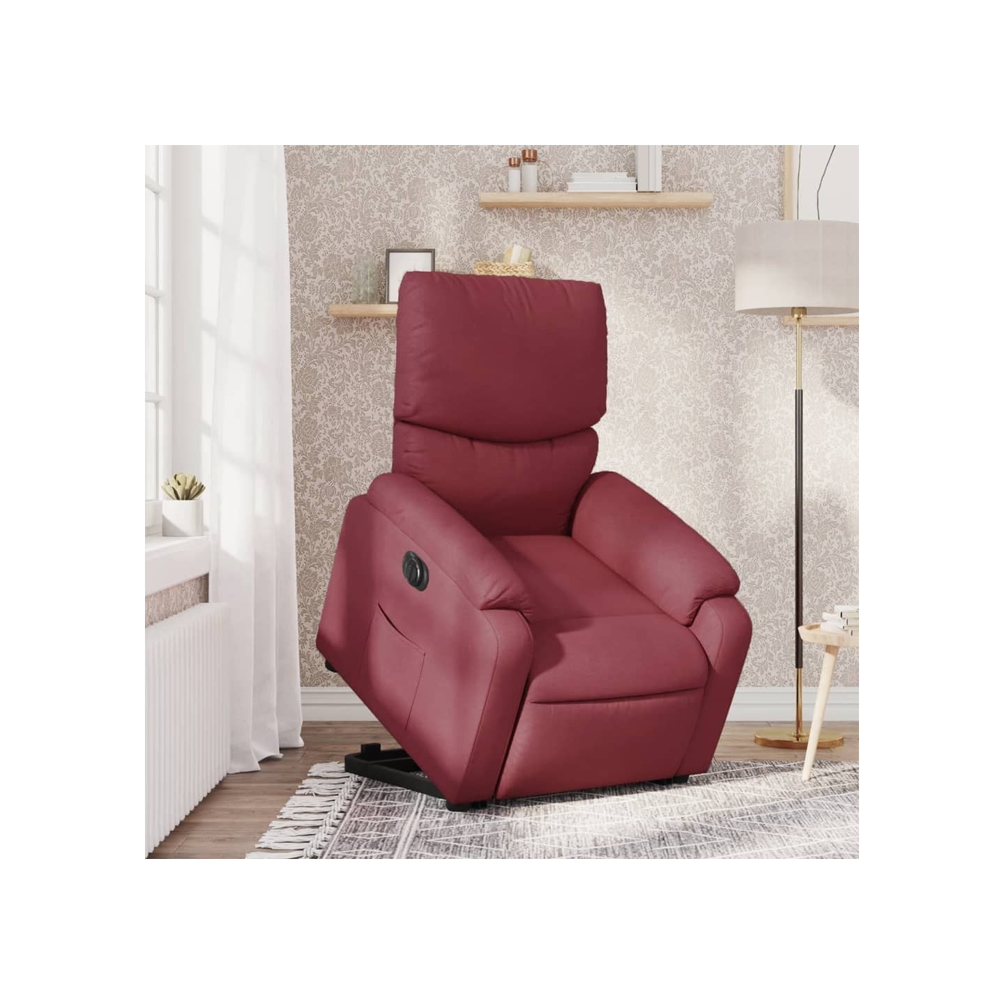 Fauteuil inclinable électrique rouge bordeaux tissu