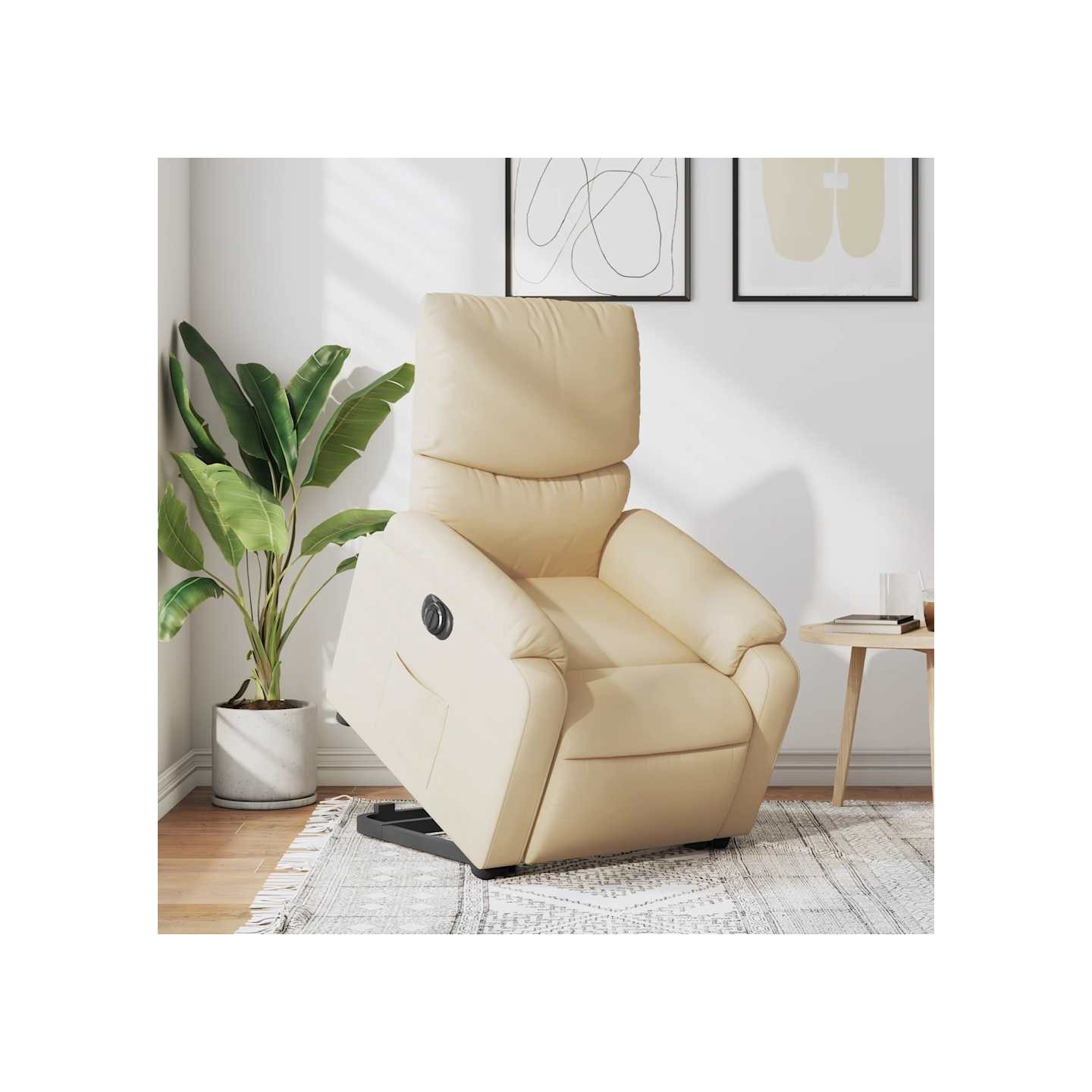 Fauteuil inclinable électrique crème tissu