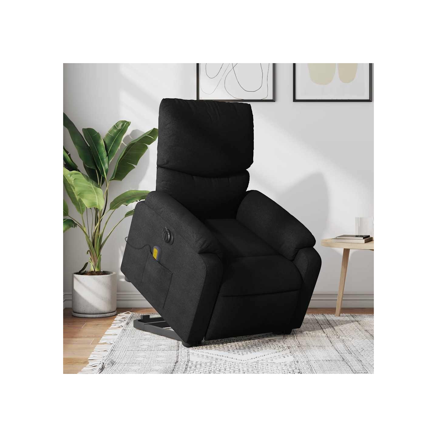 Fauteuil inclinable de massage électrique Noir Tissu
