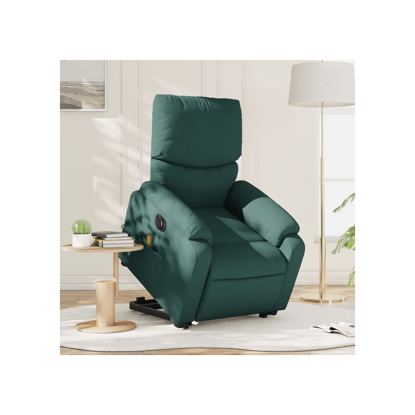 Fauteuil inclinable de massage électrique Vert foncé Tissu