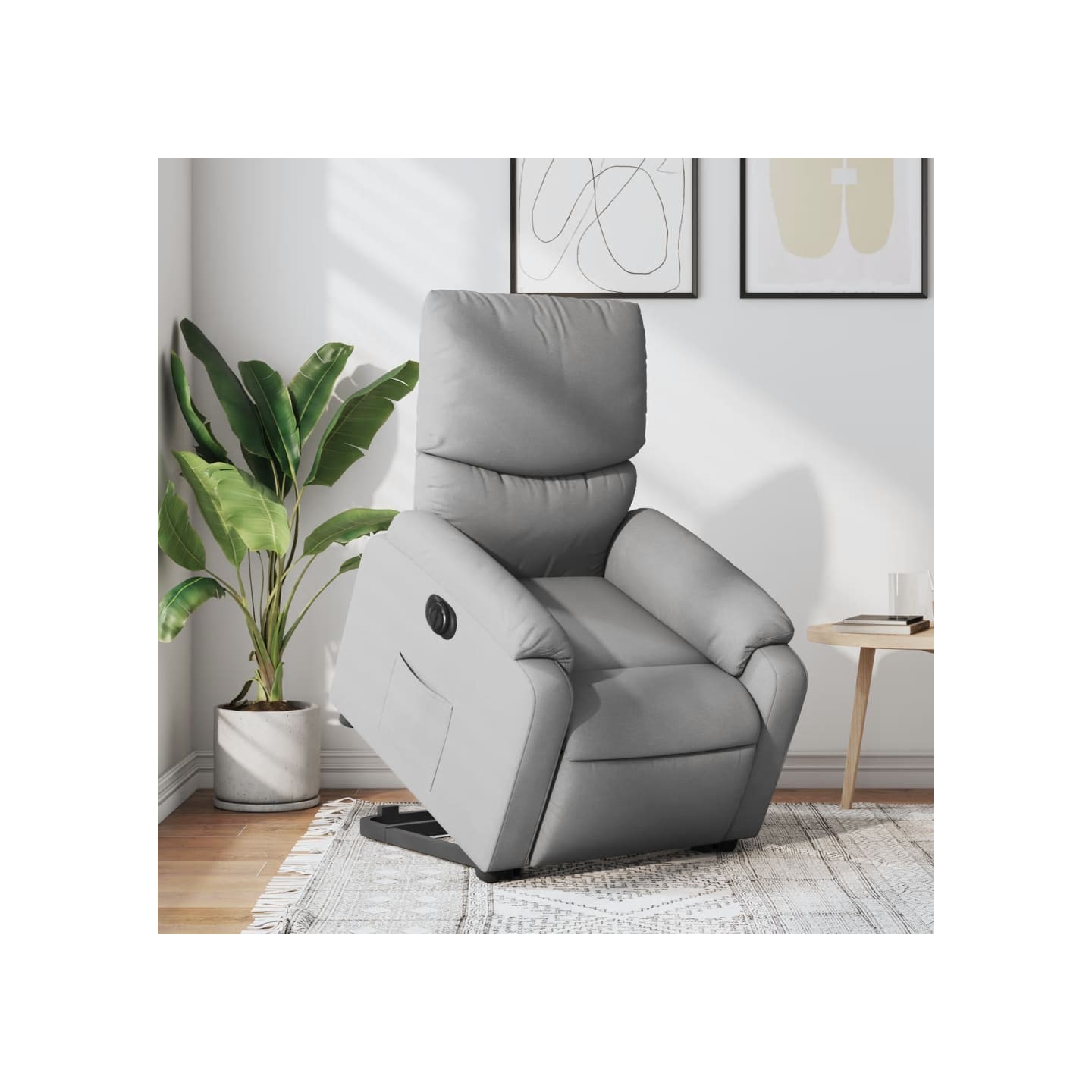 Fauteuil inclinable électrique gris clair tissu