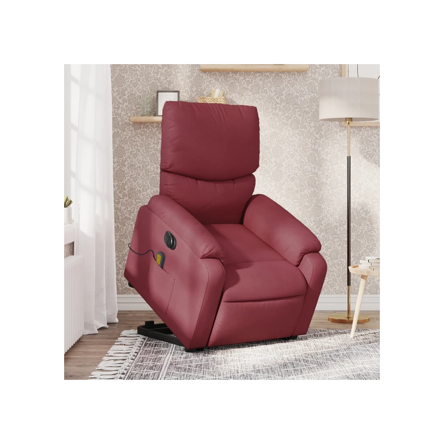 Fauteuil inclinable de massage électrique Rouge bordeaux Tissu