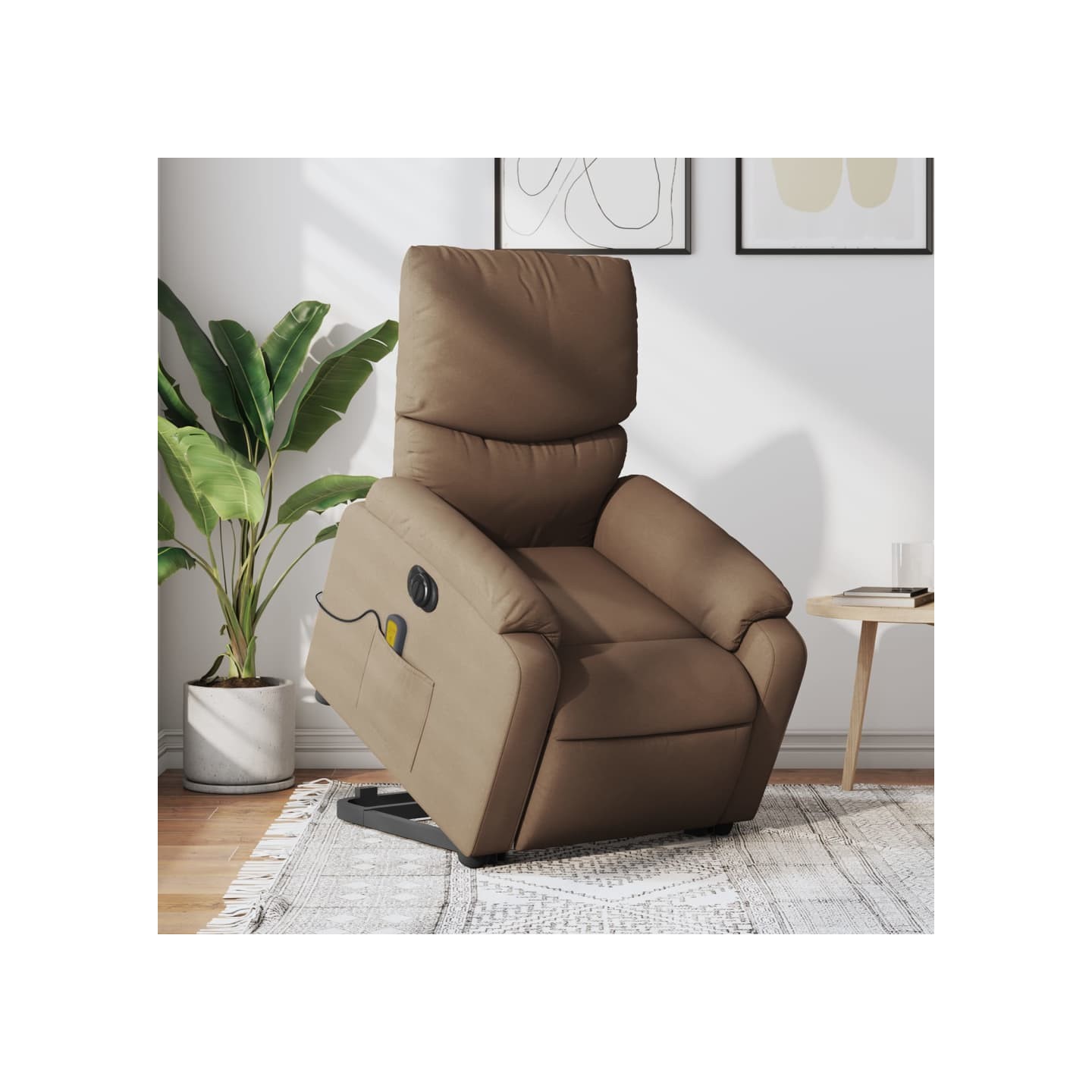 Fauteuil inclinable de massage électrique Marron Tissu