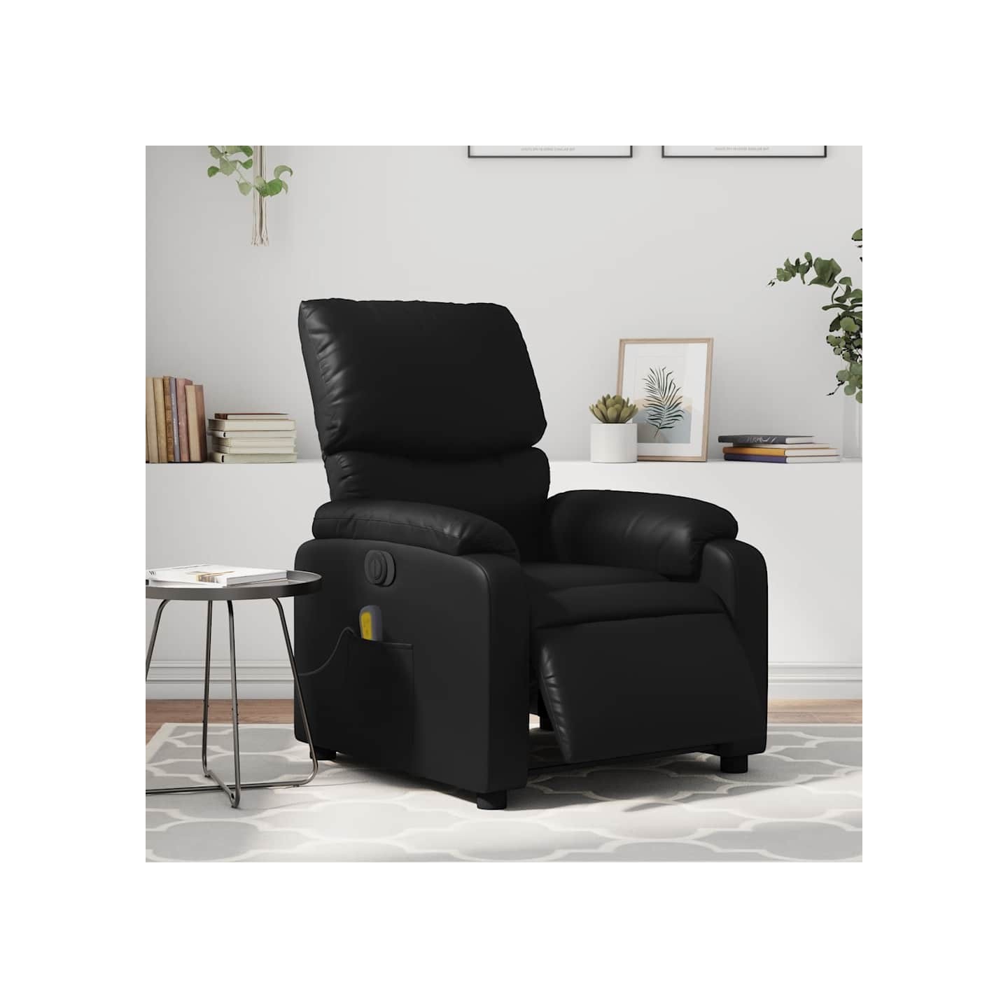 Fauteuil de massage inclinable électrique noir similicuir