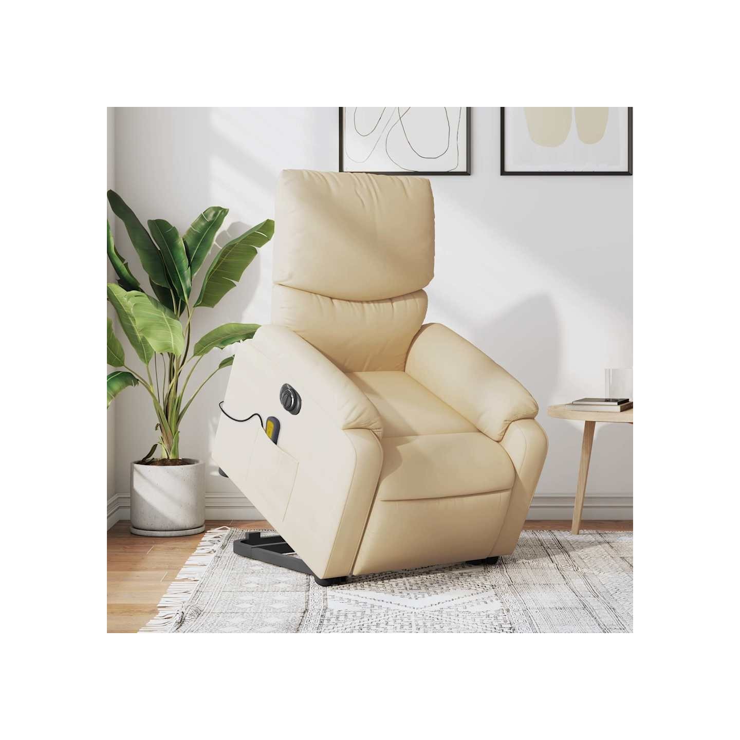 Fauteuil inclinable de massage électrique Crème Tissu