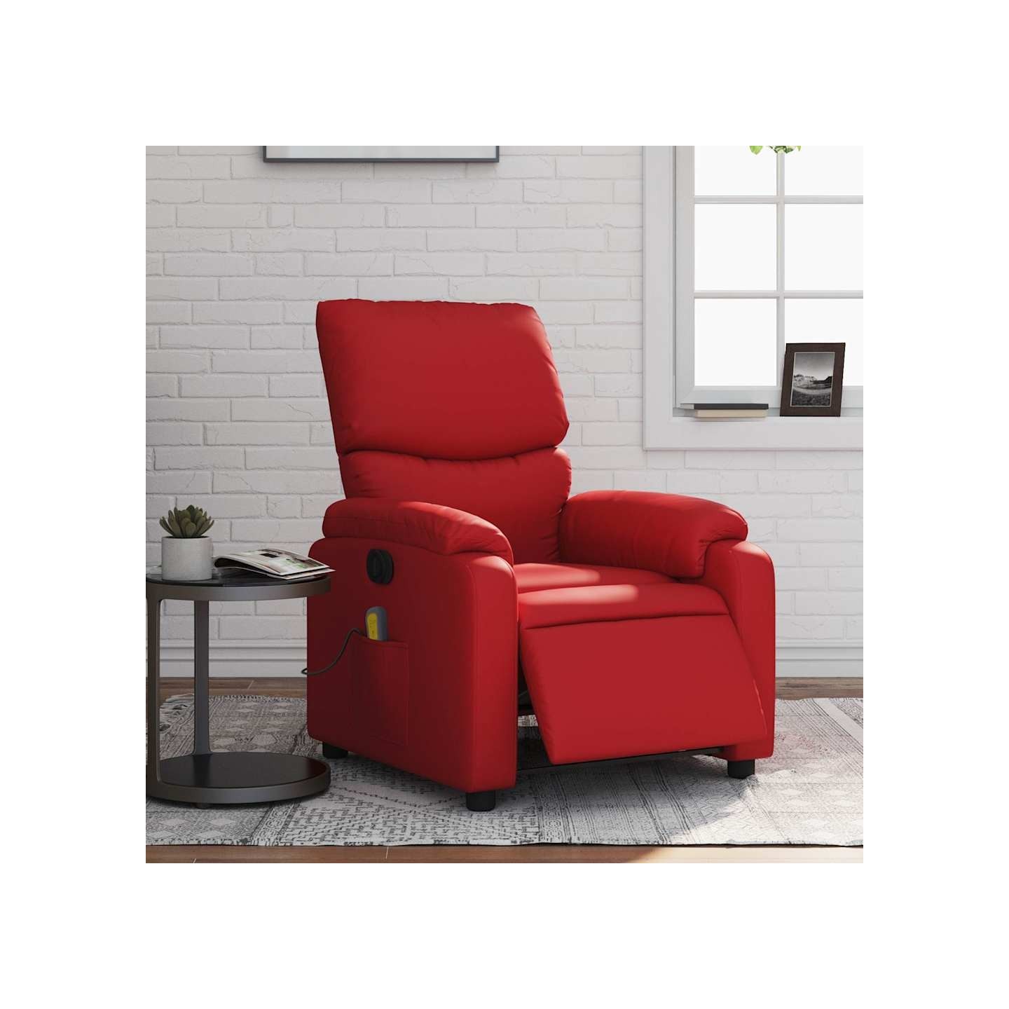 Fauteuil de massage inclinable électrique rouge similicuir