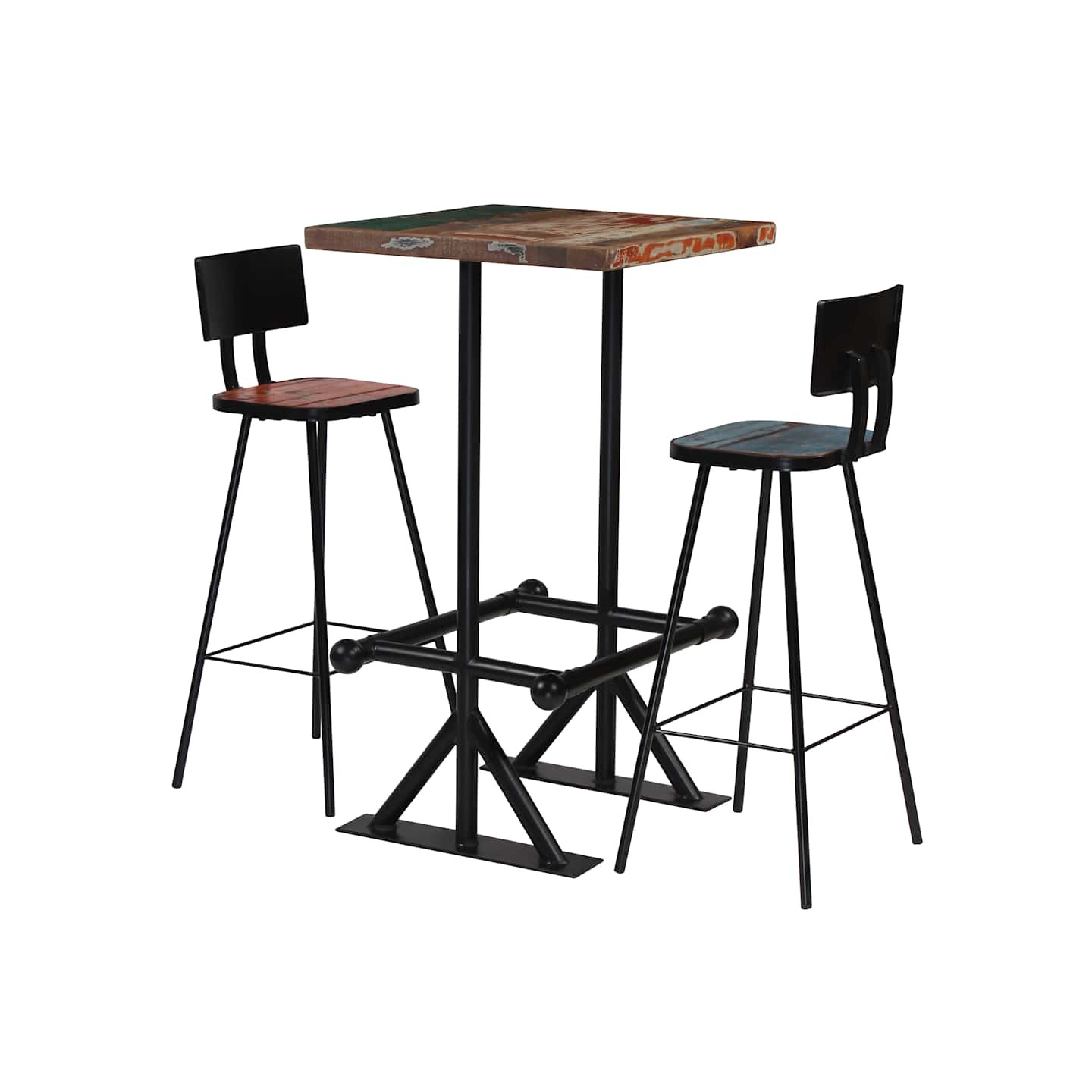 Mobilier de bar 3 pcs Bois de récupération massif Multicolore