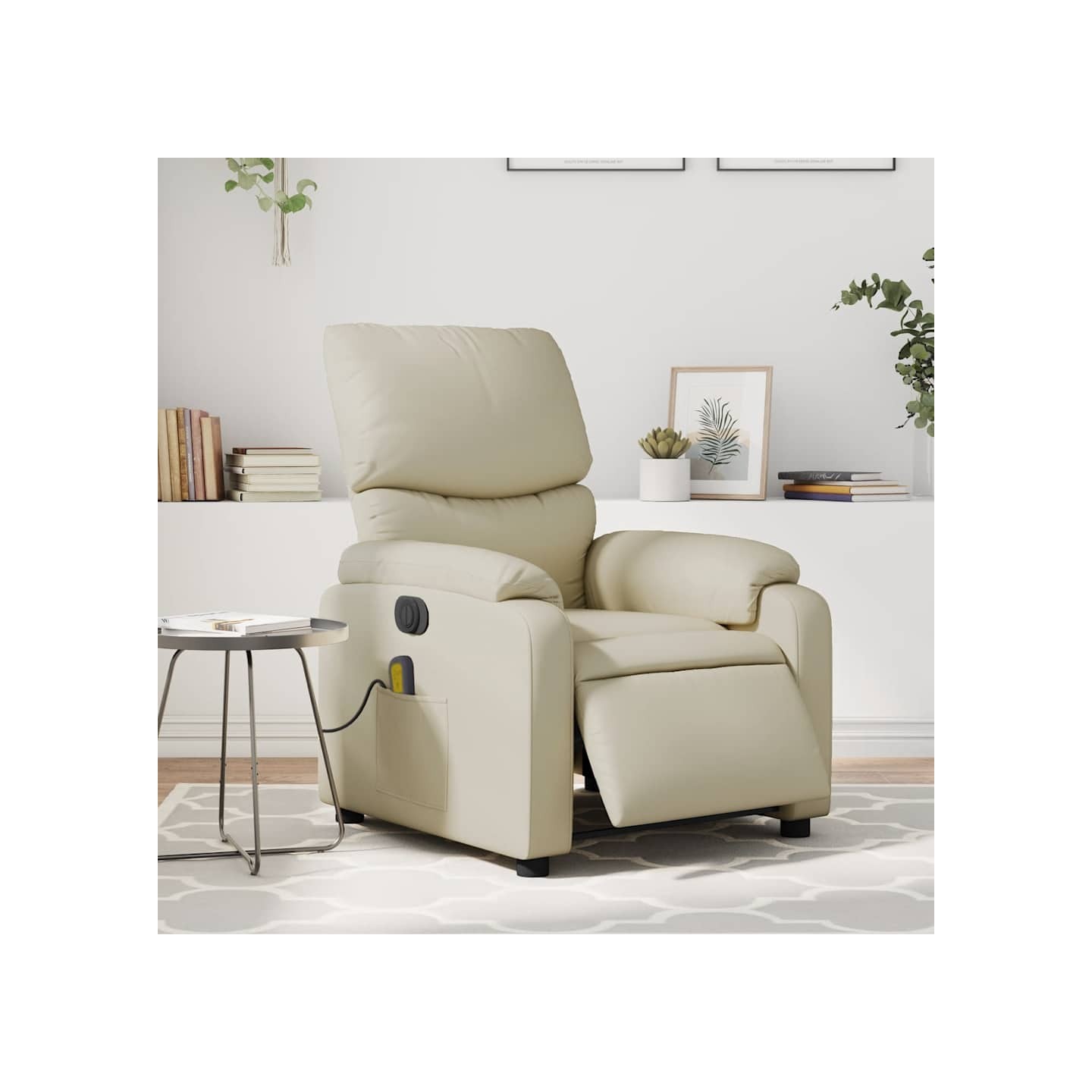 Fauteuil de massage inclinable électrique crème similicuir