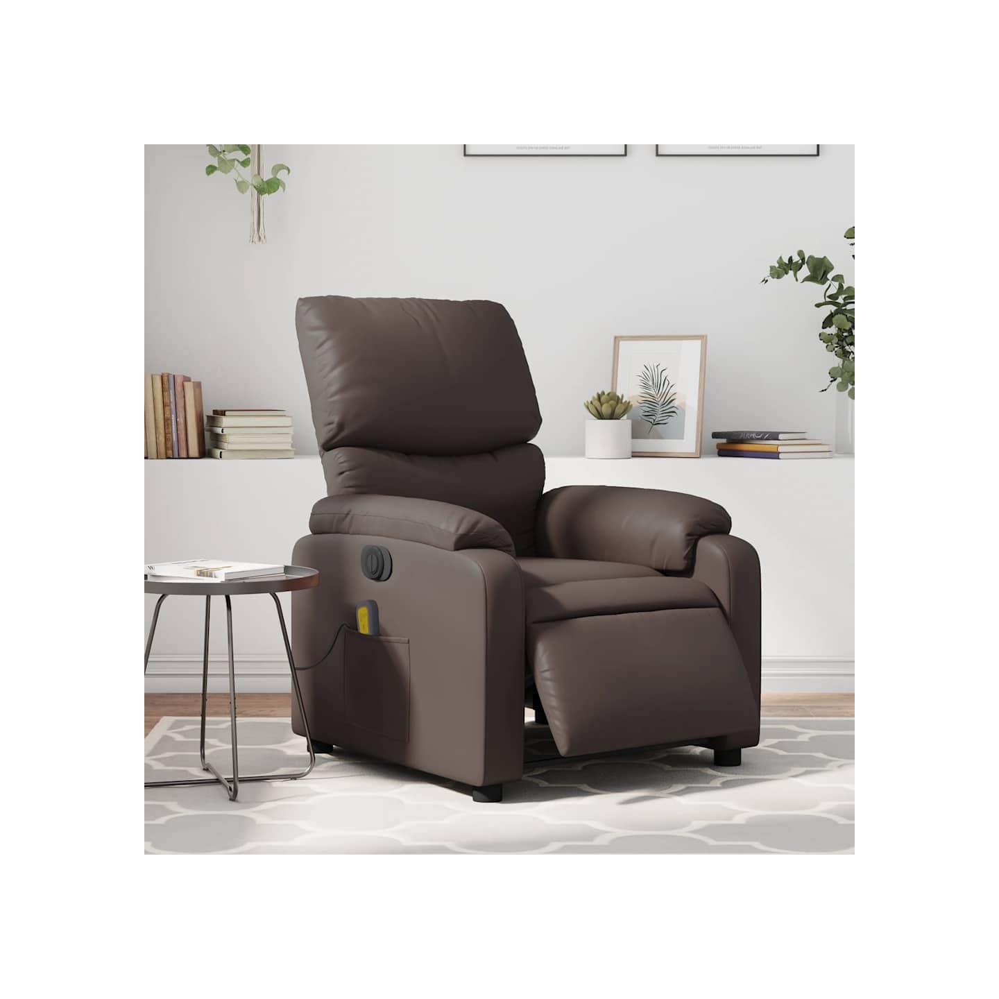 Fauteuil de massage inclinable électrique marron similicuir