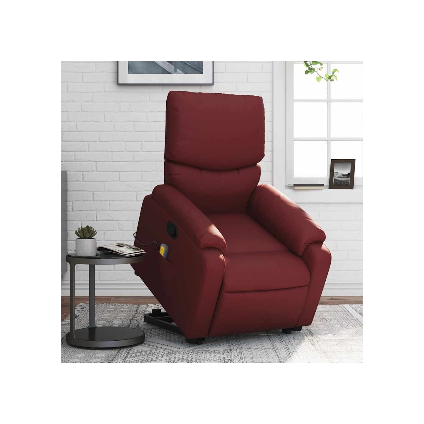Fauteuil inclinable de massage Rouge bordeaux Similicuir