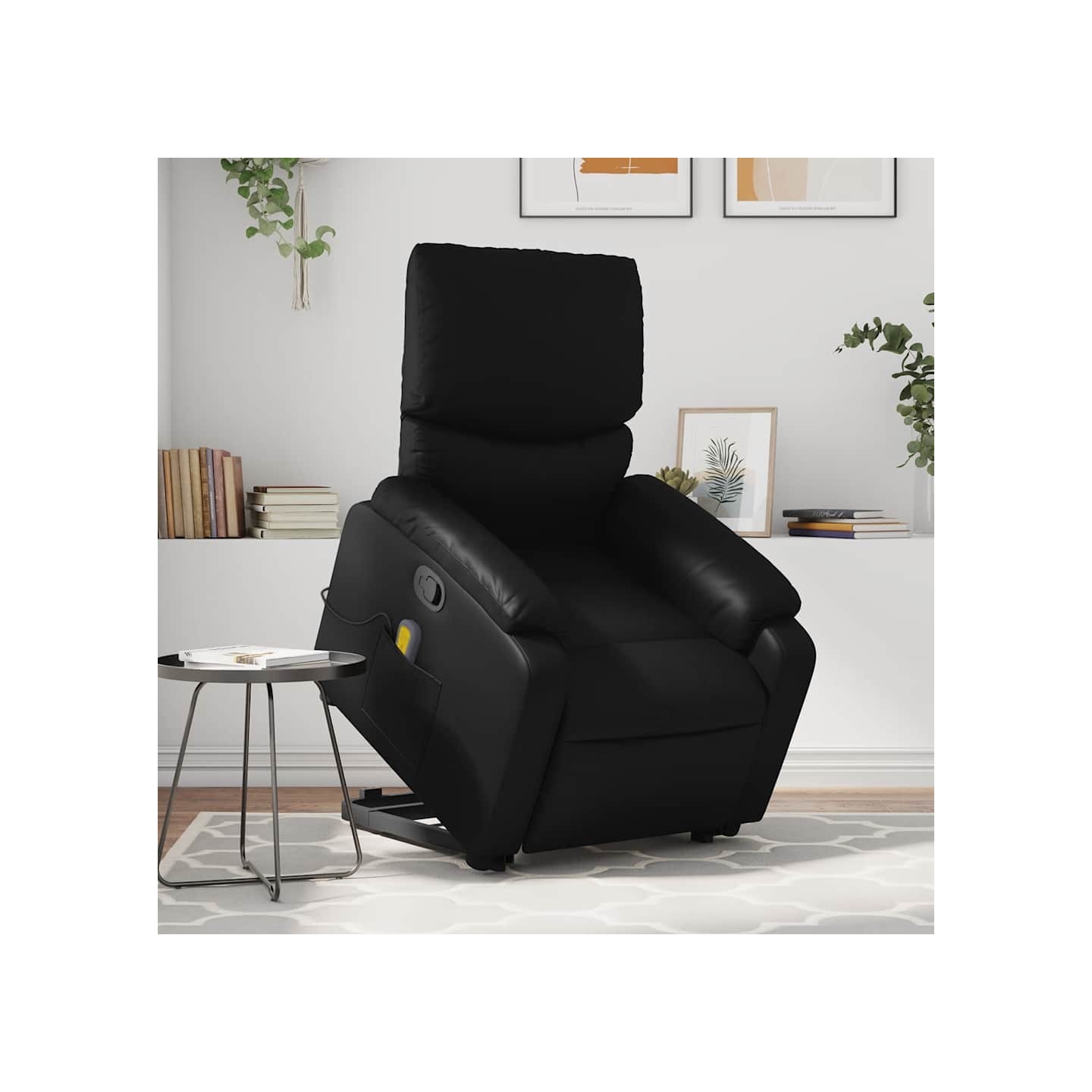 Fauteuil inclinable de massage Noir Similicuir
