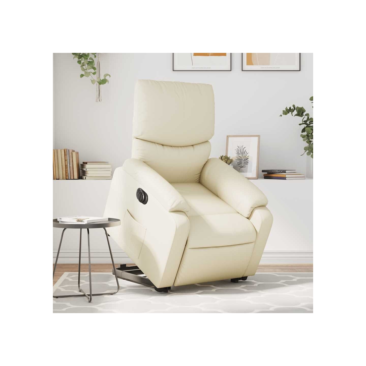 Fauteuil inclinable électrique crème similicuir
