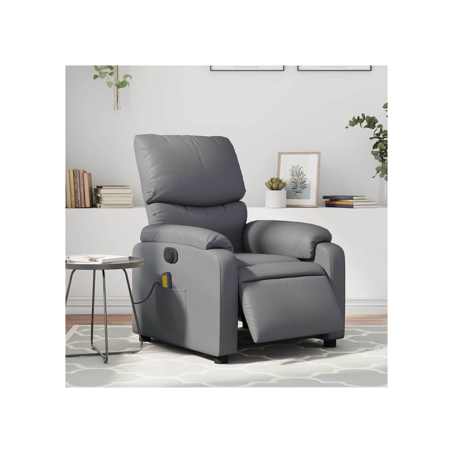 Fauteuil de massage inclinable électrique gris similicuir