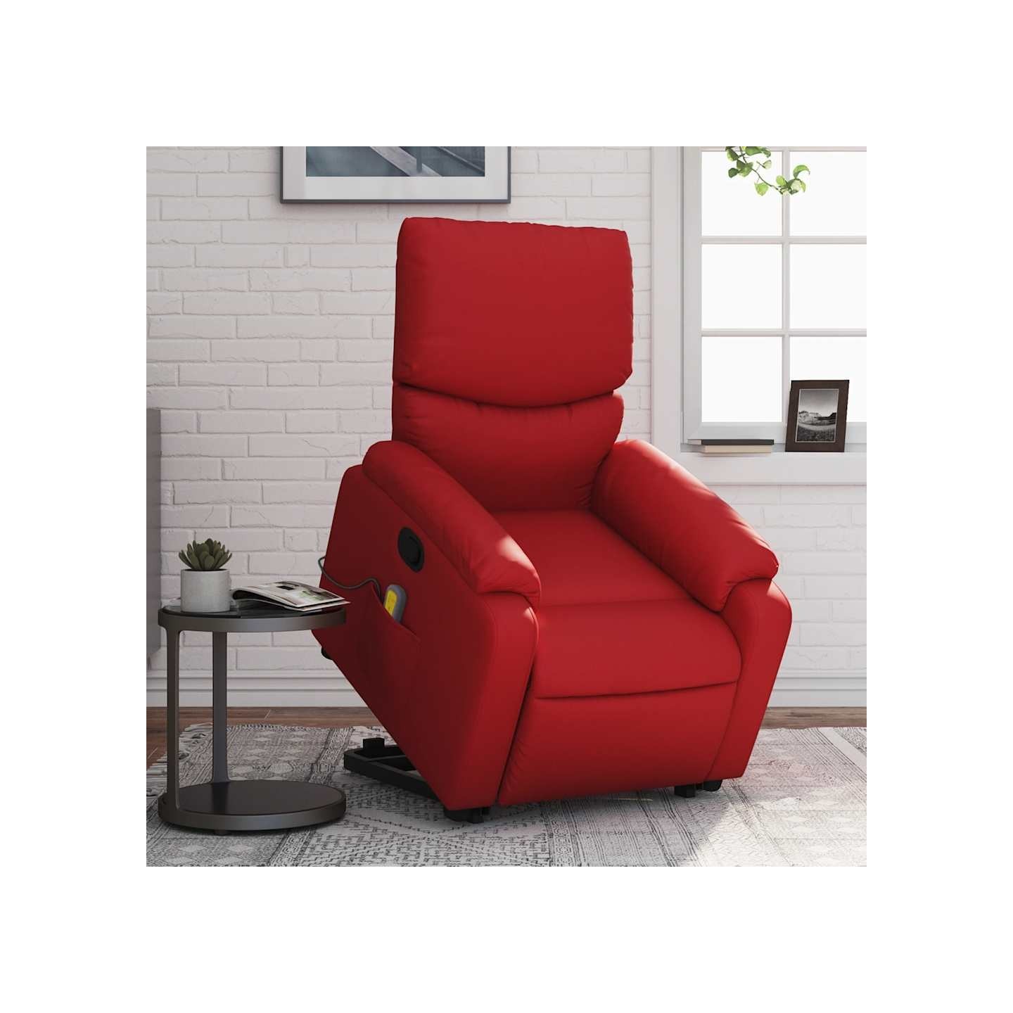 Fauteuil inclinable de massage Rouge Similicuir