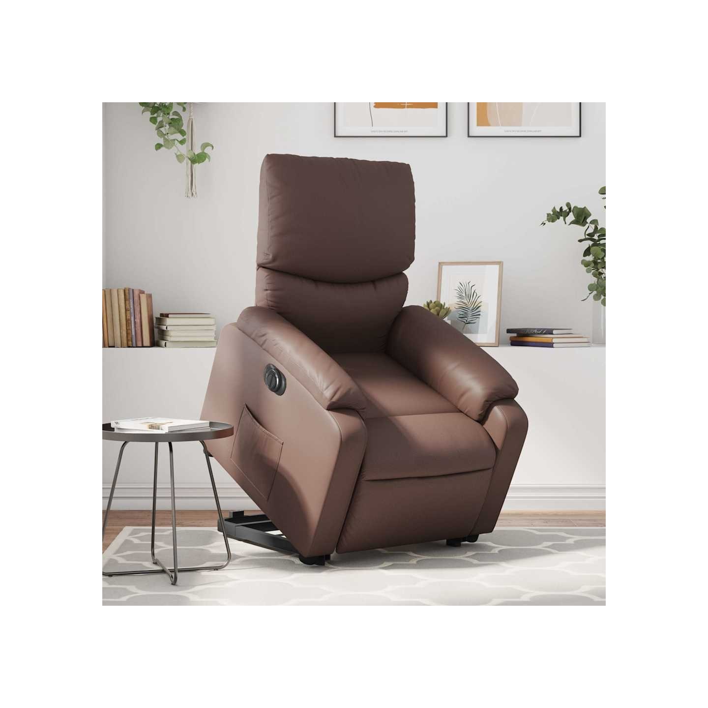 Fauteuil inclinable électrique marron similicuir