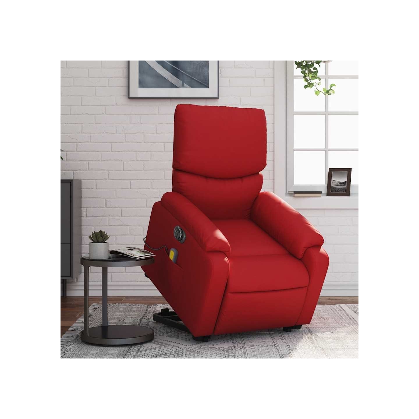 Fauteuil inclinable de massage électrique rouge similicuir