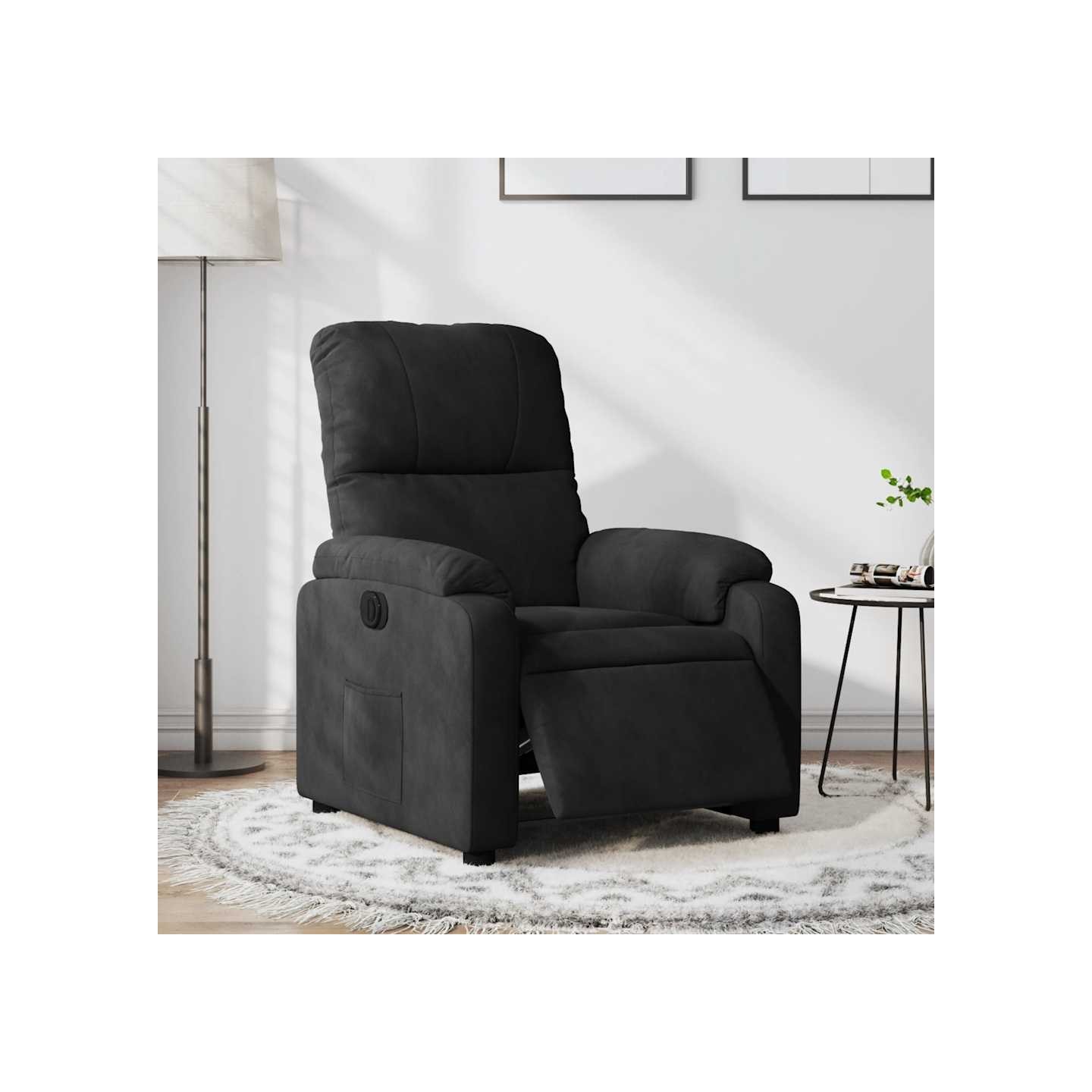 Fauteuil inclinable électrique noir tissu microfibre