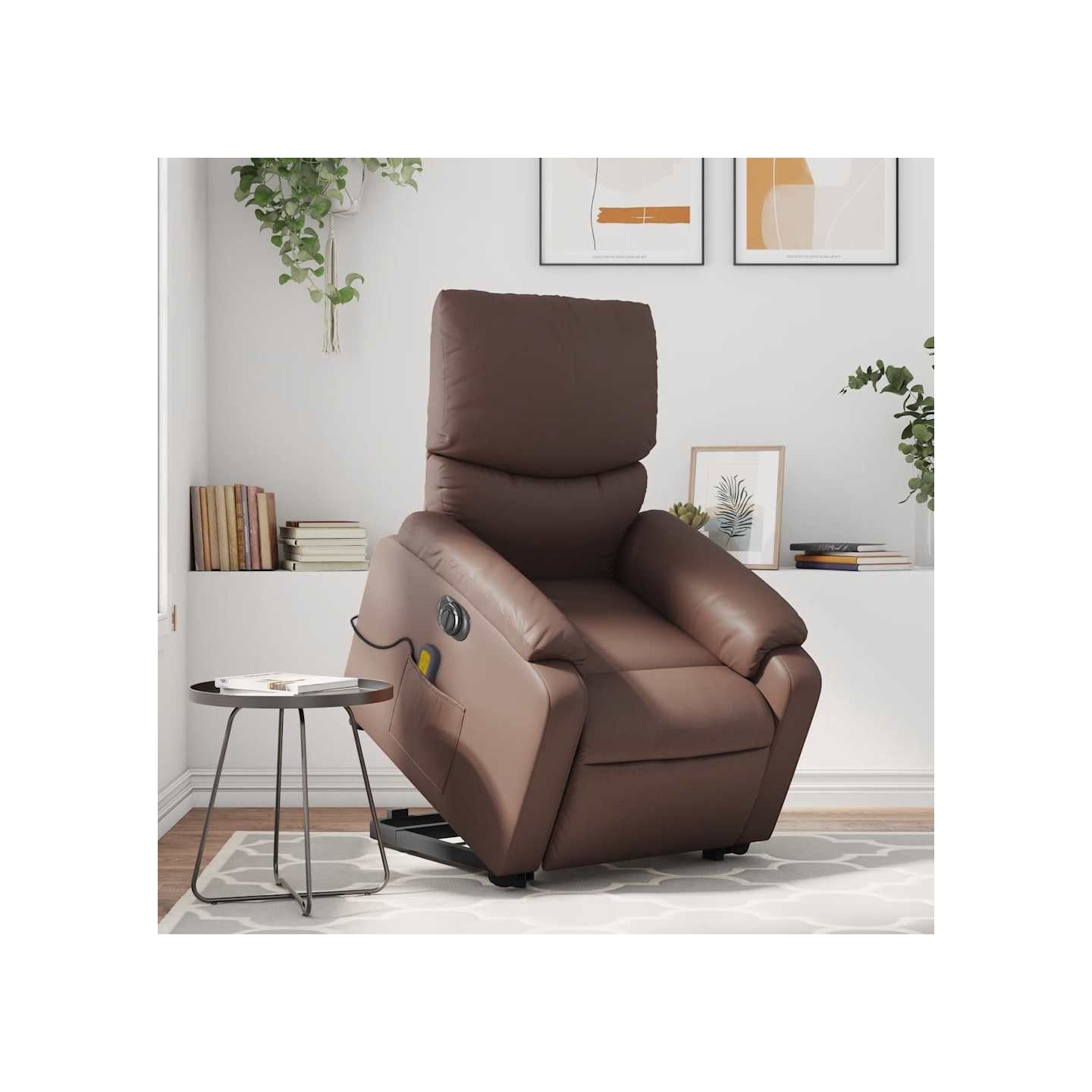 Fauteuil inclinable de massage électrique marron similicuir