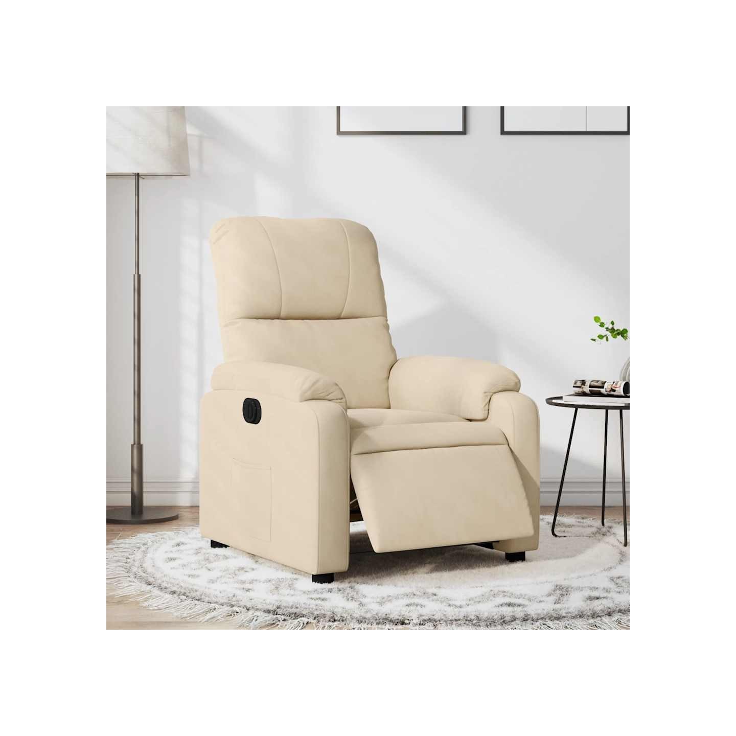 Fauteuil inclinable électrique crème tissu microfibre