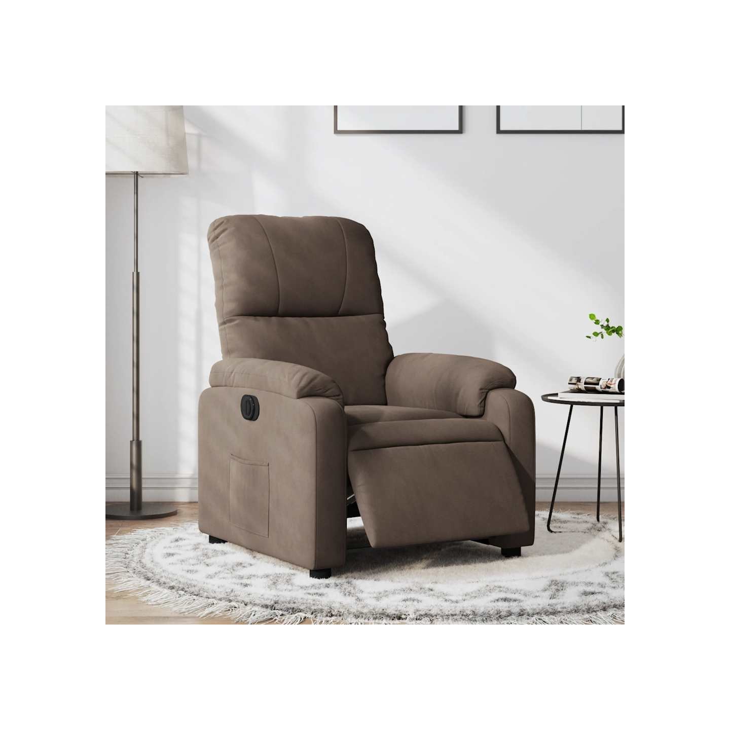 Fauteuil inclinable électrique marron tissu microfibre