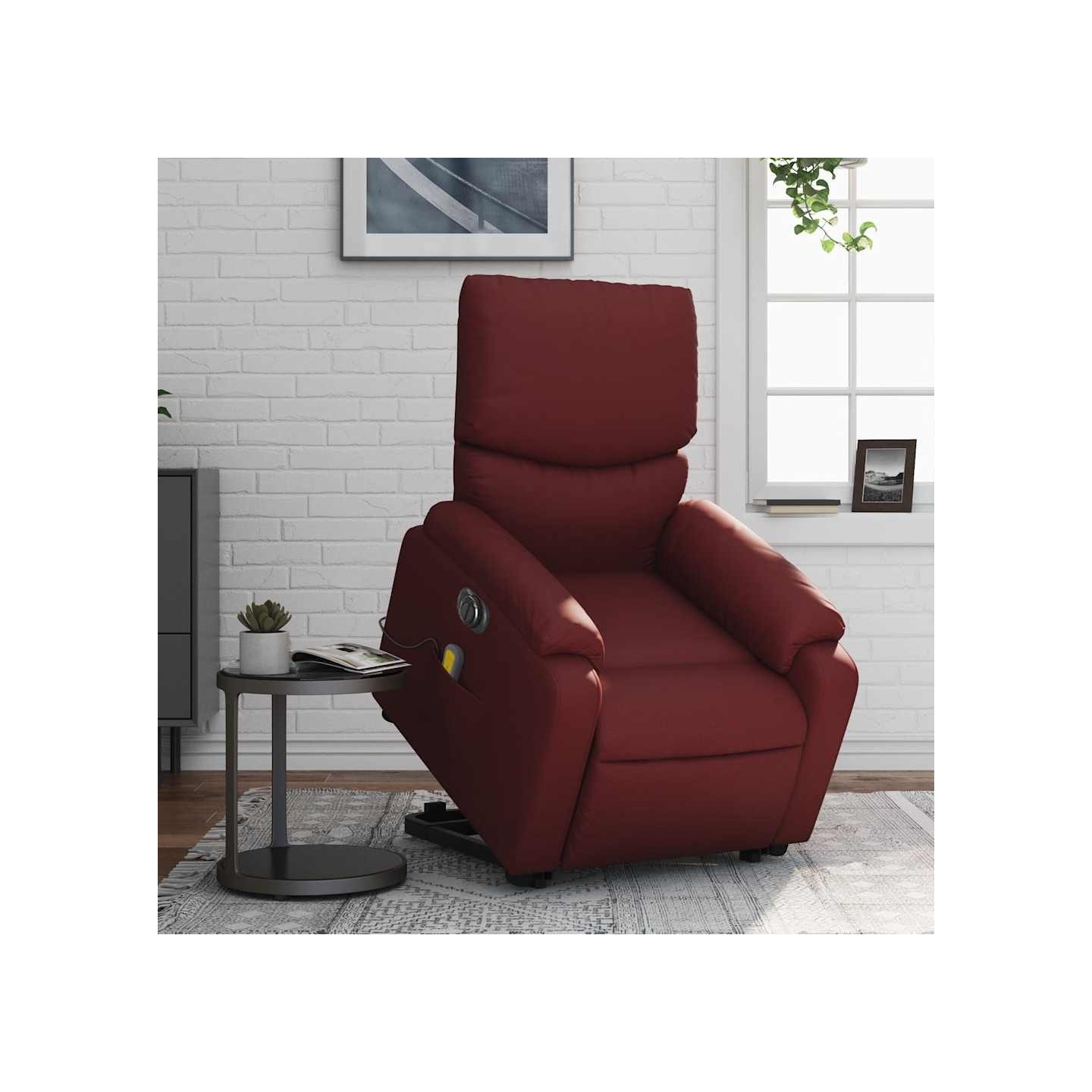 Fauteuil inclinable de massage électrique rouge bordeaux