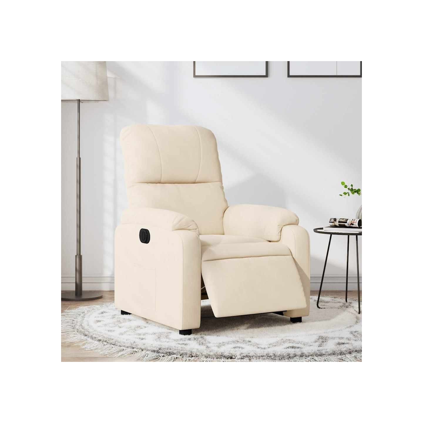 Fauteuil inclinable électrique beige tissu microfibre