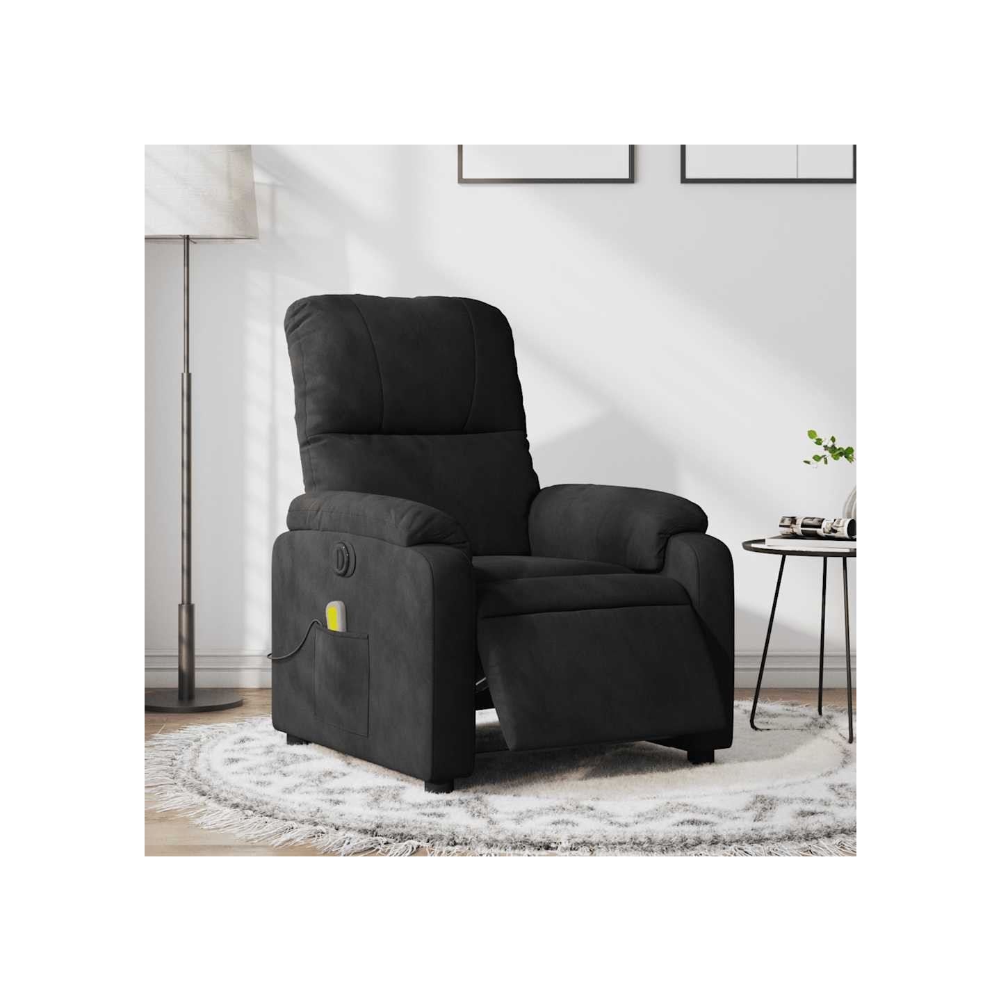 Fauteuil inclinable de massage électrique noir tissu microfibre