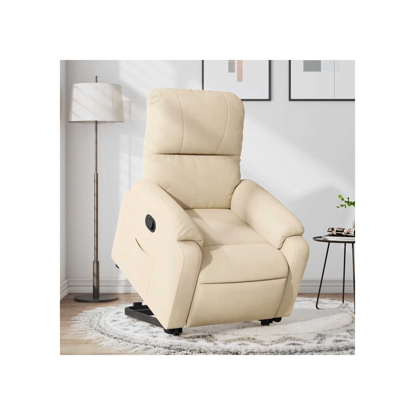 Fauteuil inclinable crème tissu microfibre