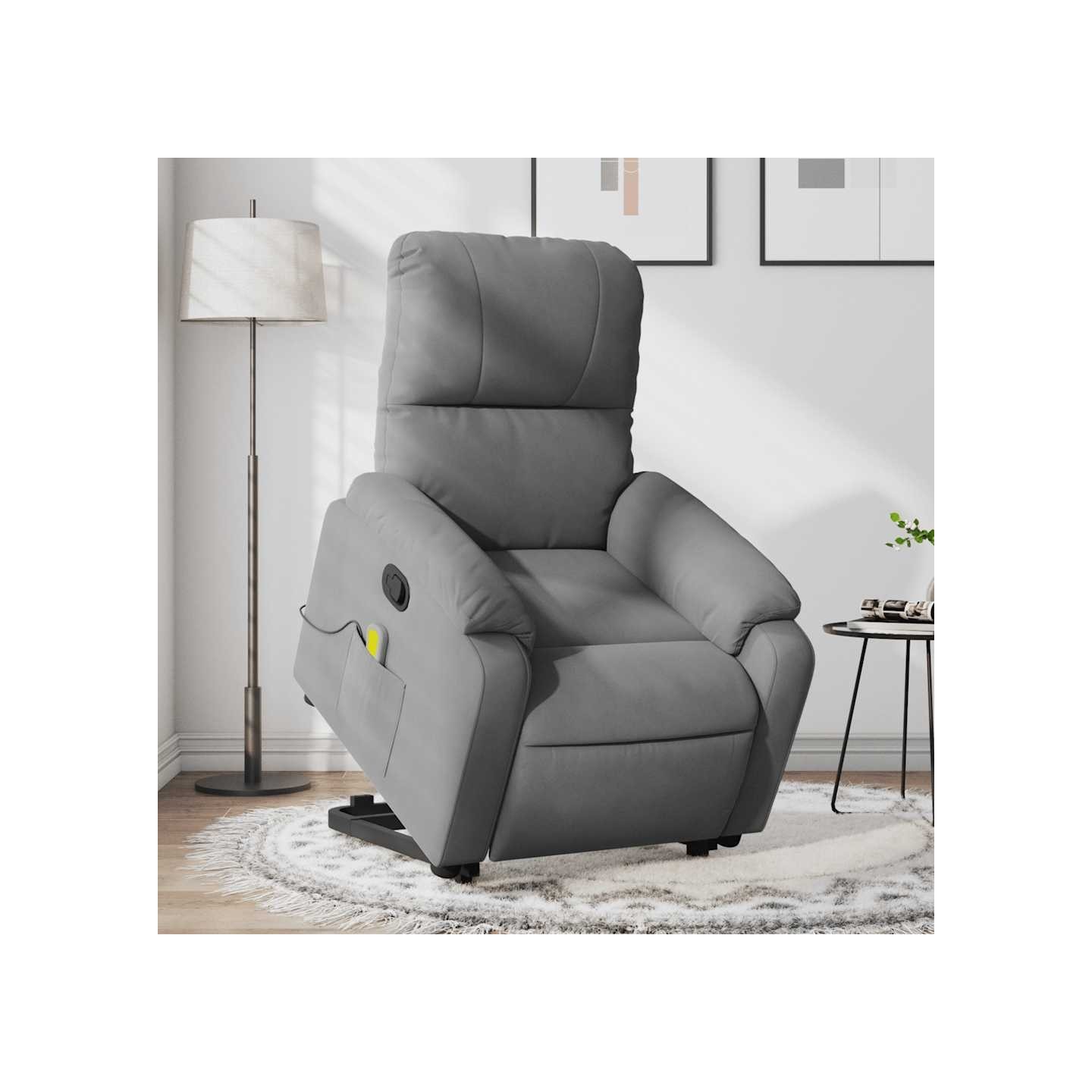 Fauteuil inclinable de massage gris foncé tissu microfibre