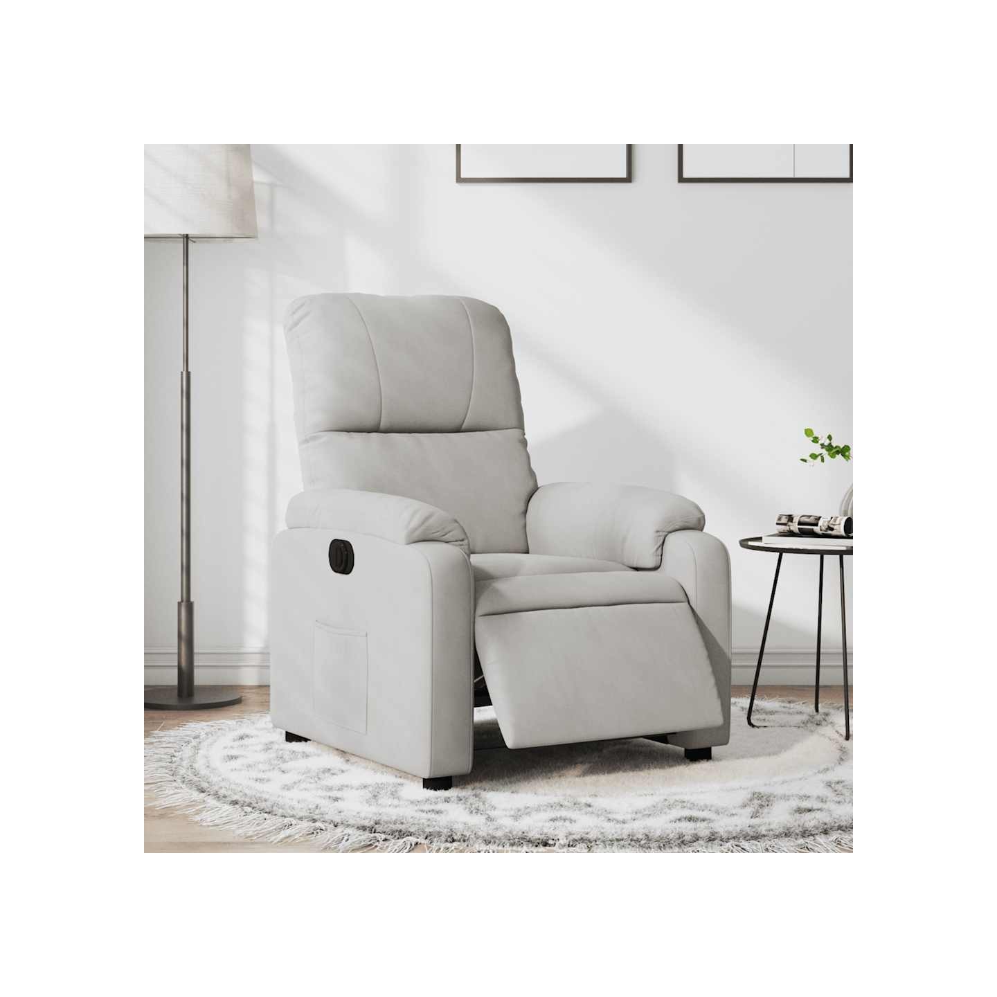 Fauteuil inclinable électrique gris clair tissu microfibre