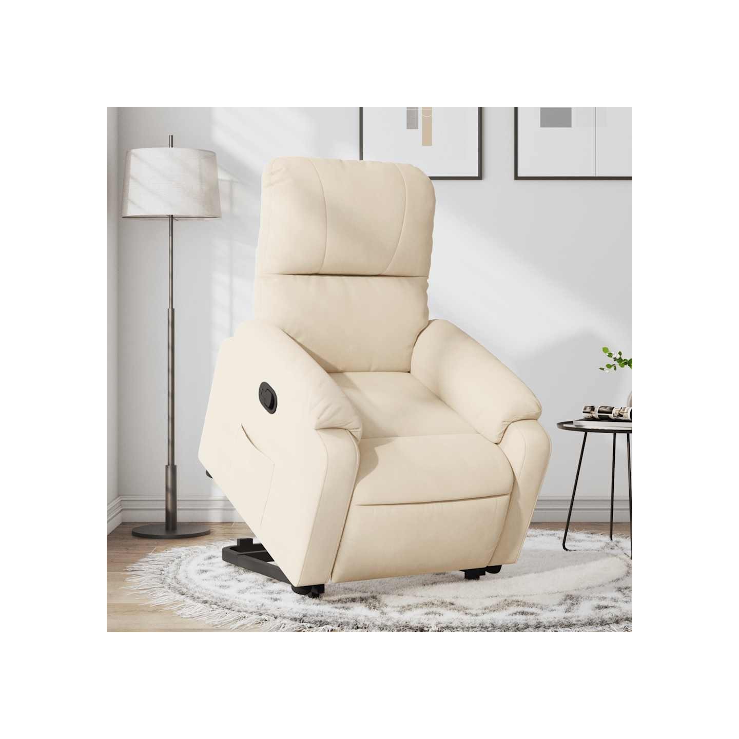 Fauteuil inclinable beige tissu microfibre
