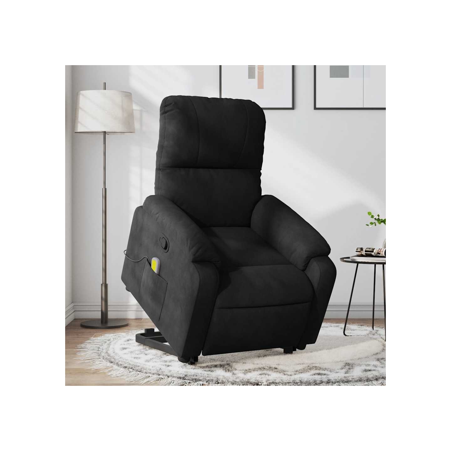 Fauteuil inclinable de massage noir tissu microfibre