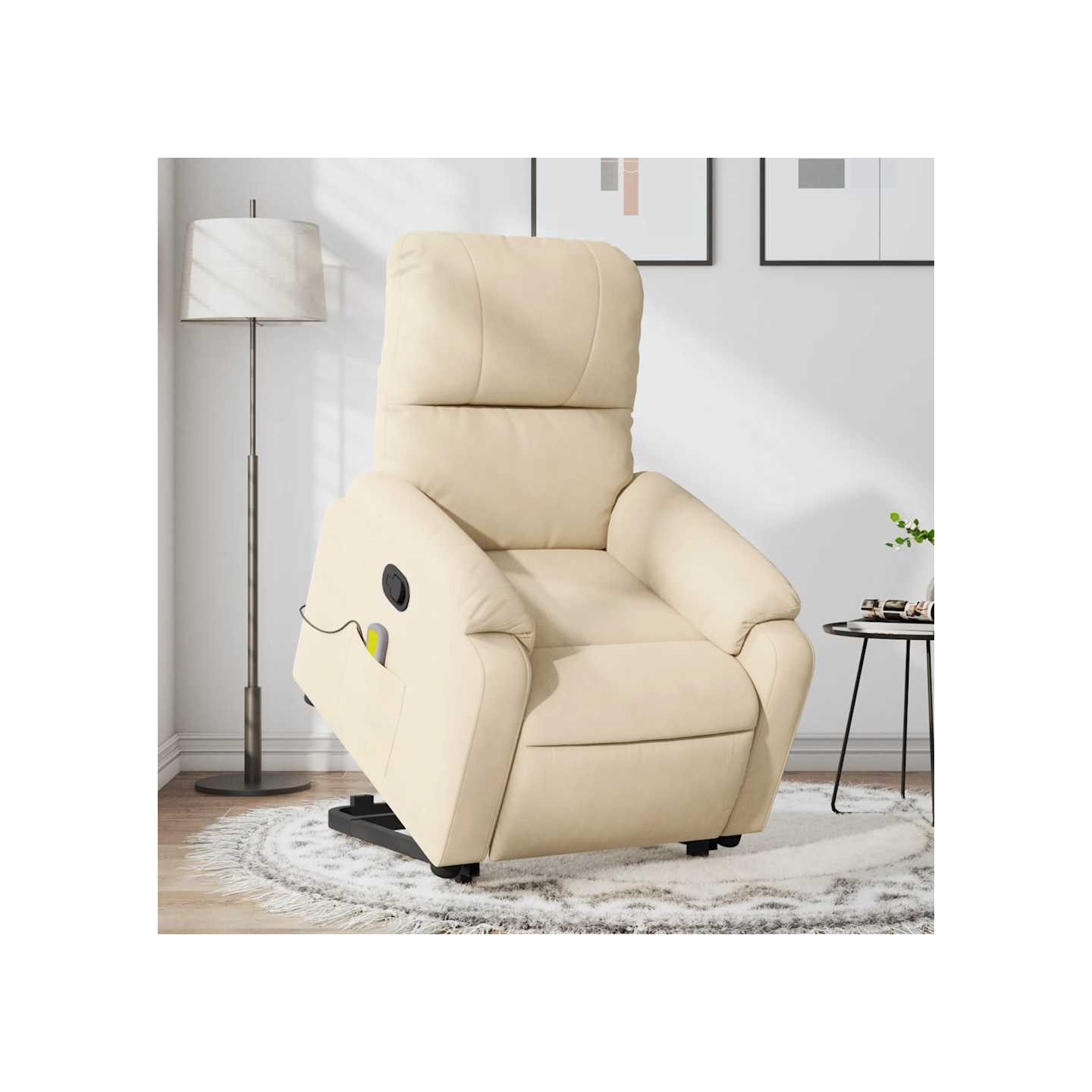 Fauteuil inclinable de massage crème tissu microfibre