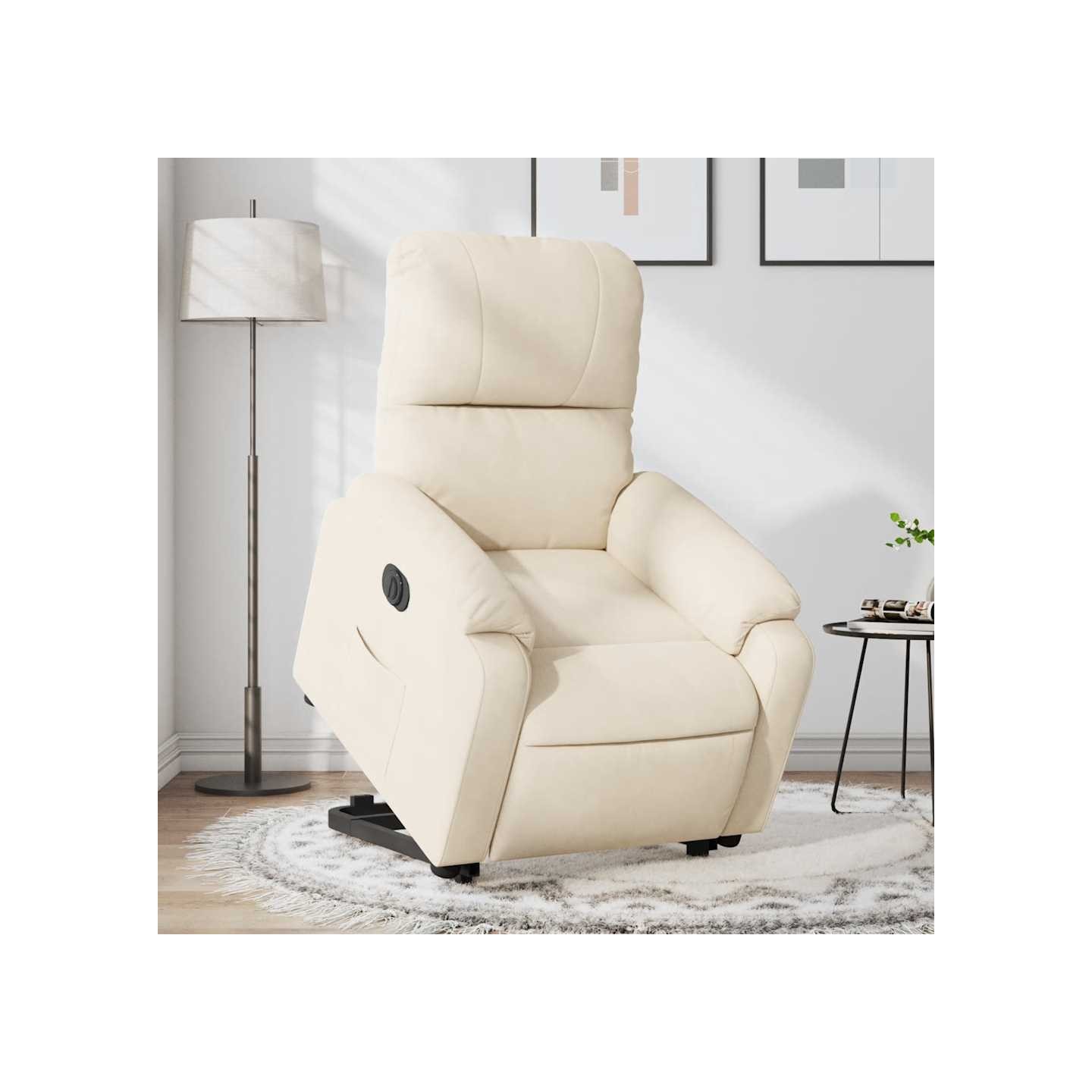 Fauteuil inclinable électrique beige tissu microfibre