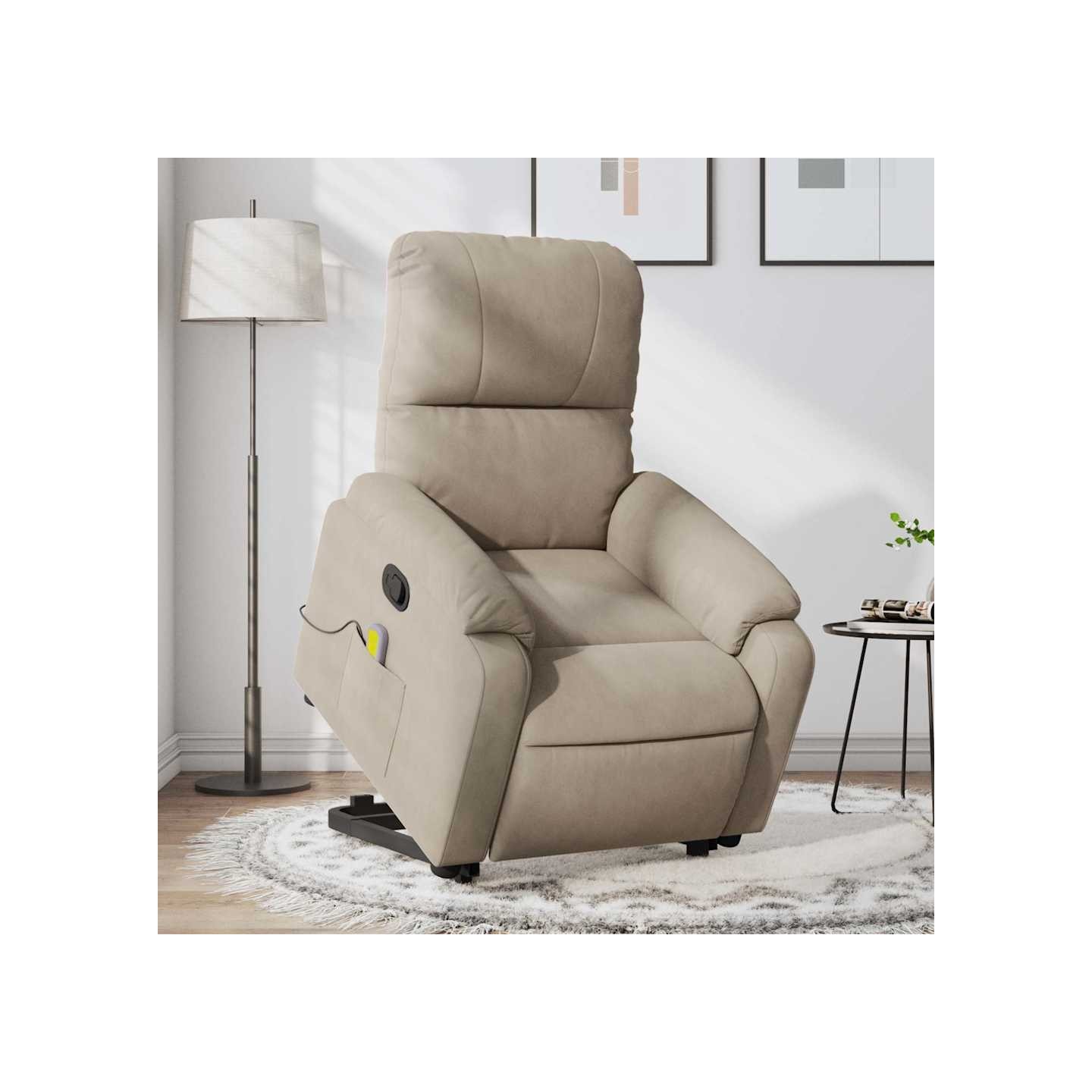 Fauteuil inclinable de massage taupe tissu microfibre