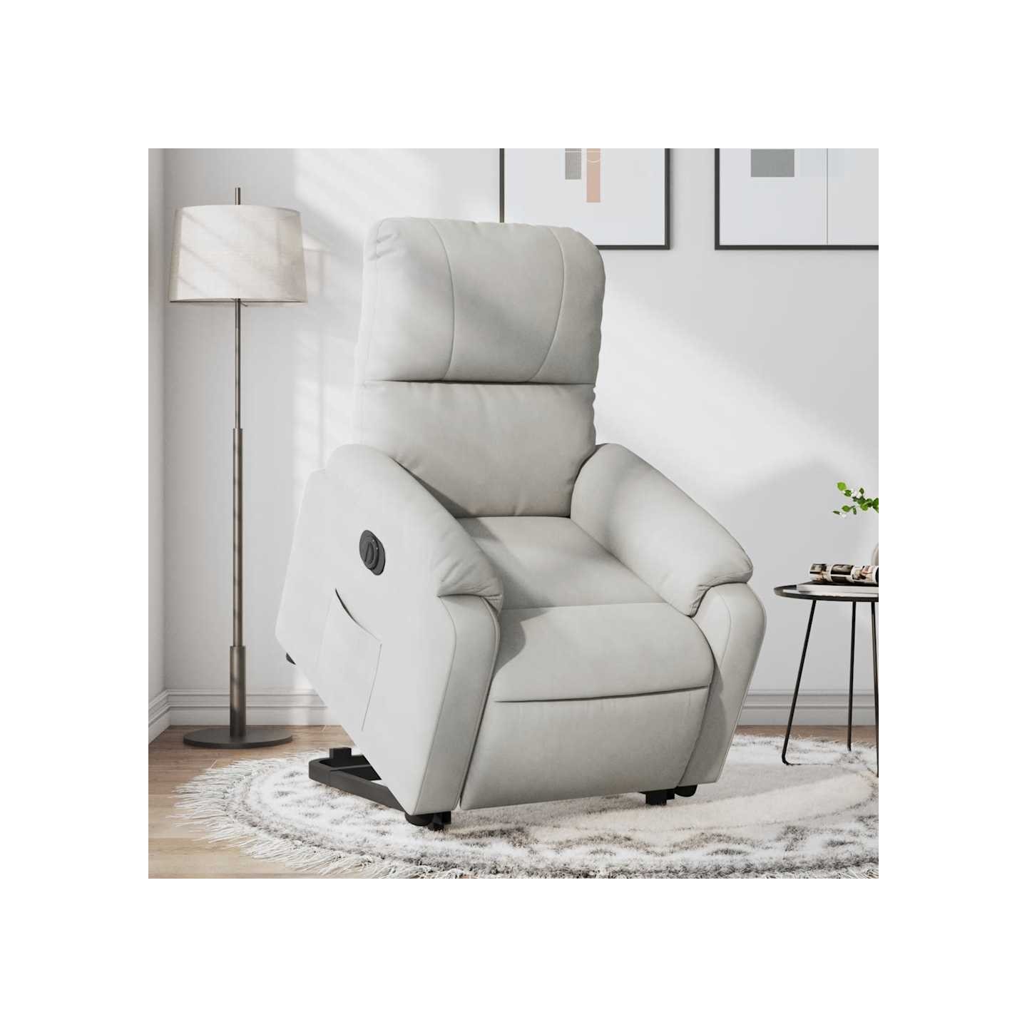 Fauteuil inclinable électrique gris clair tissu microfibre