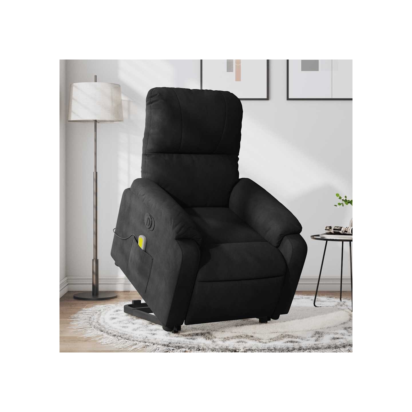 Fauteuil inclinable de massage électrique noir tissu microfibre