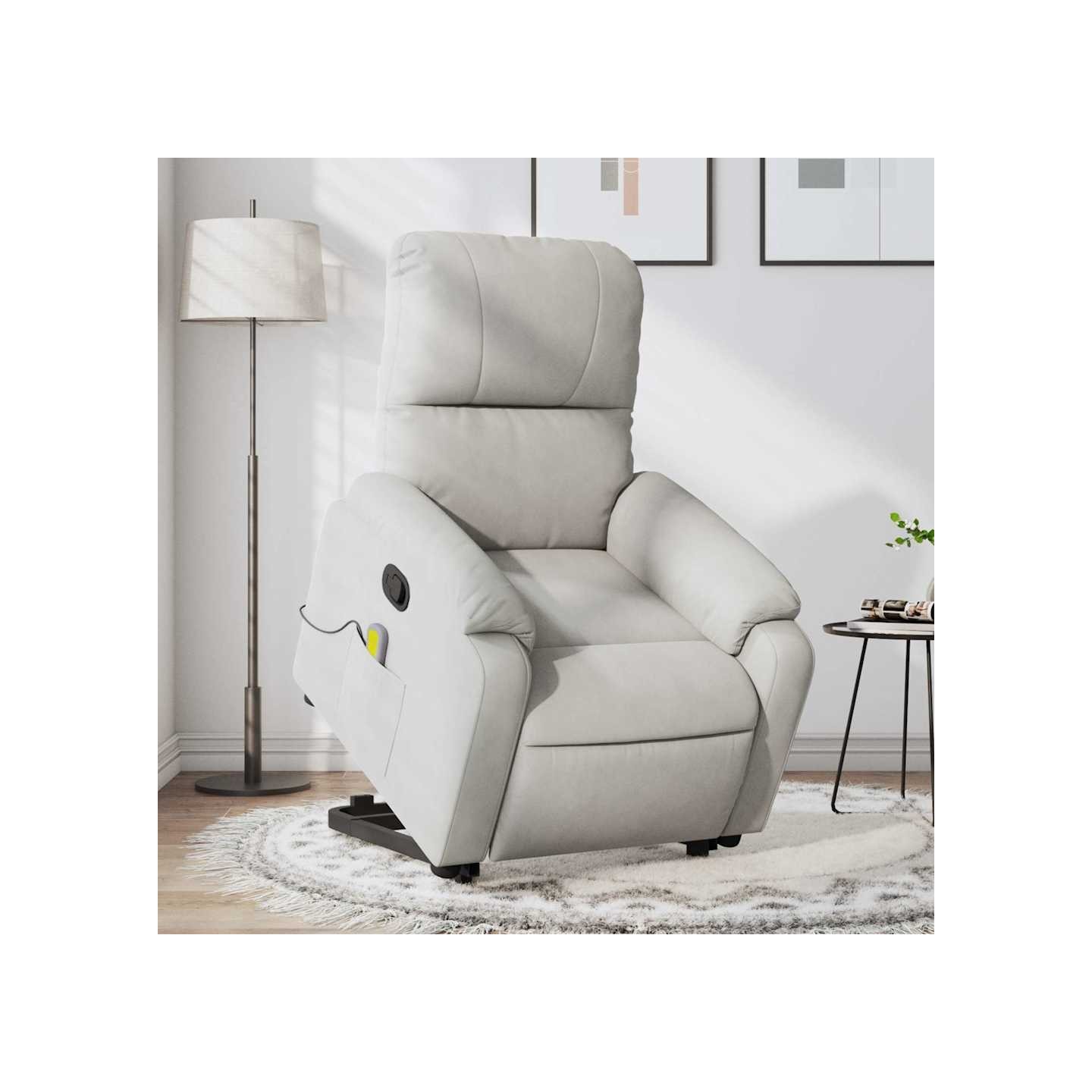 Fauteuil inclinable de massage gris clair tissu microfibre