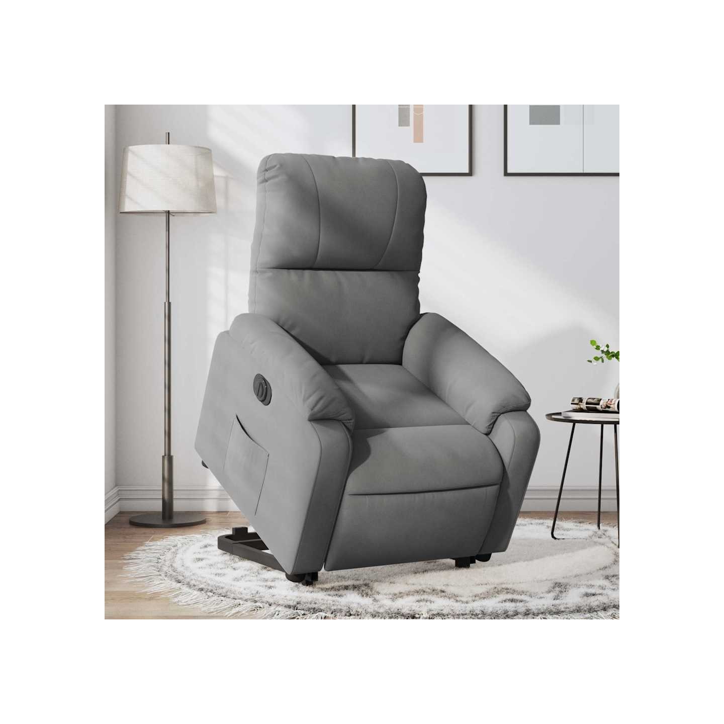 Fauteuil inclinable électrique gris foncé tissu microfibre