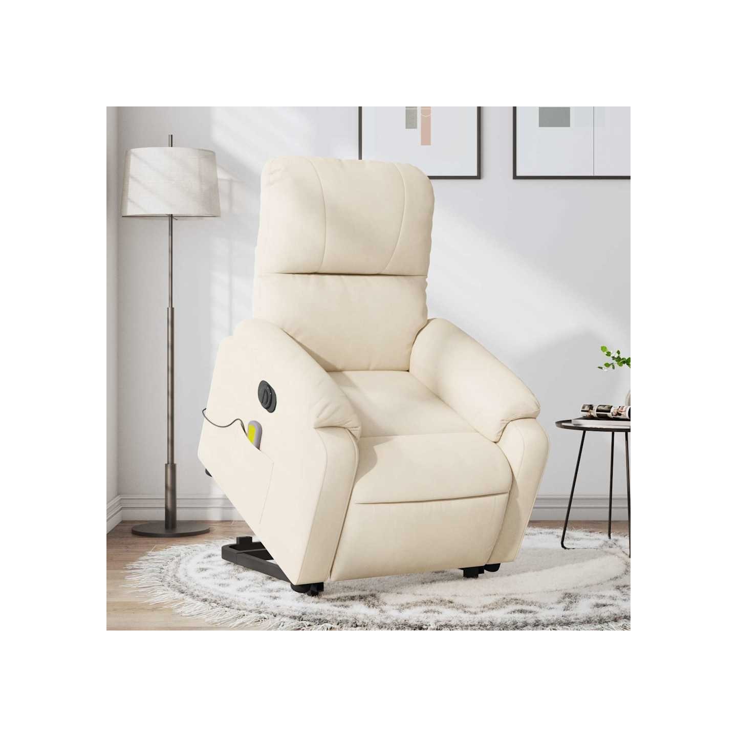 Fauteuil inclinable de massage électrique beige microfibres
