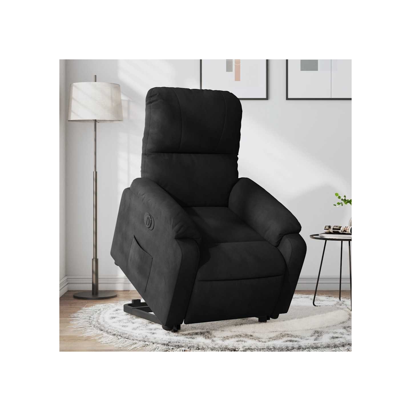 Fauteuil inclinable électrique noir tissu microfibre