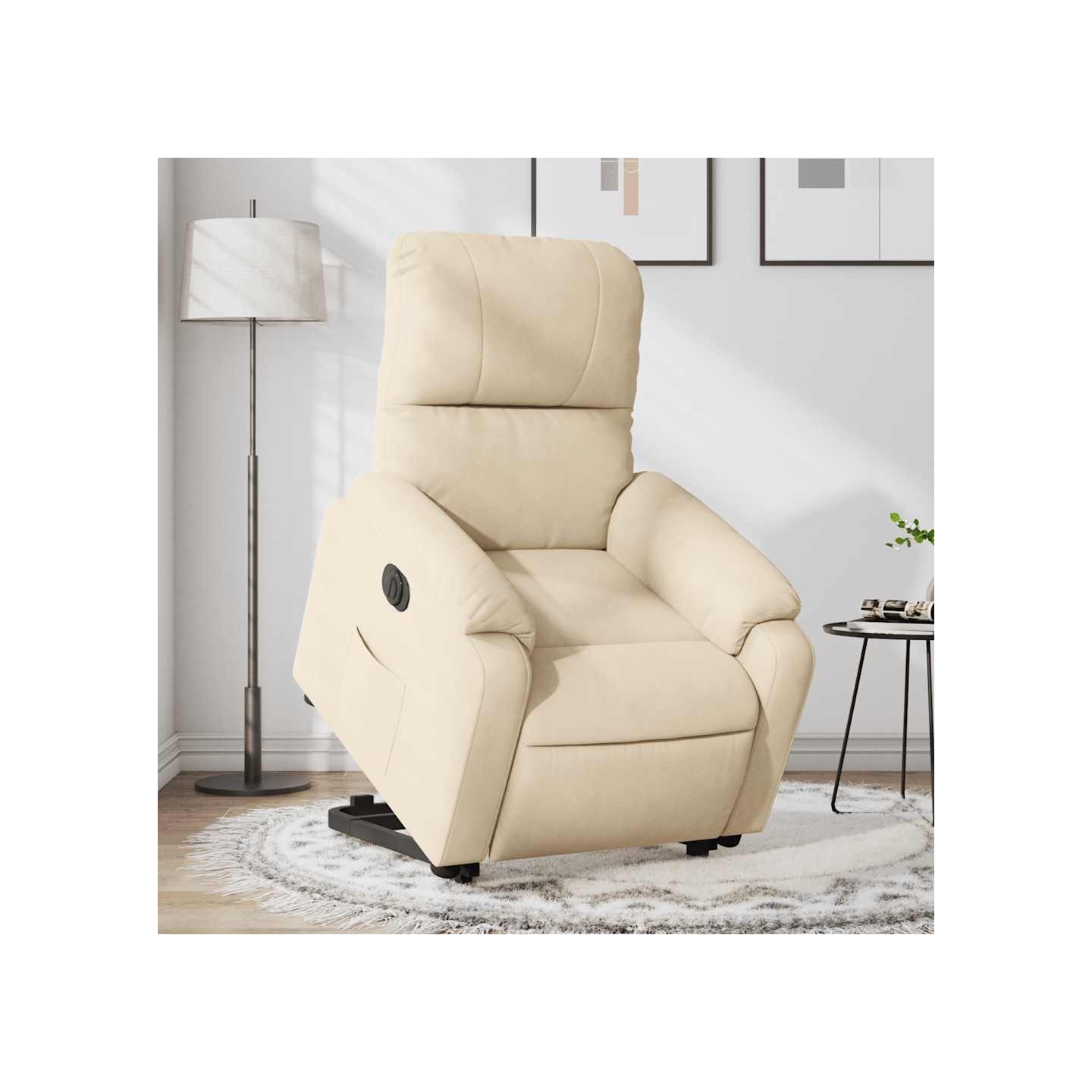 Fauteuil inclinable électrique crème tissu microfibre