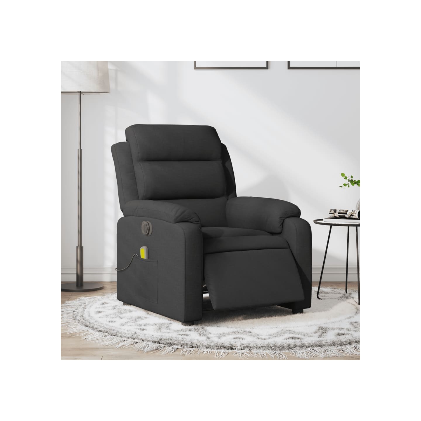 Fauteuil de massage inclinable électrique Noir Tissu
